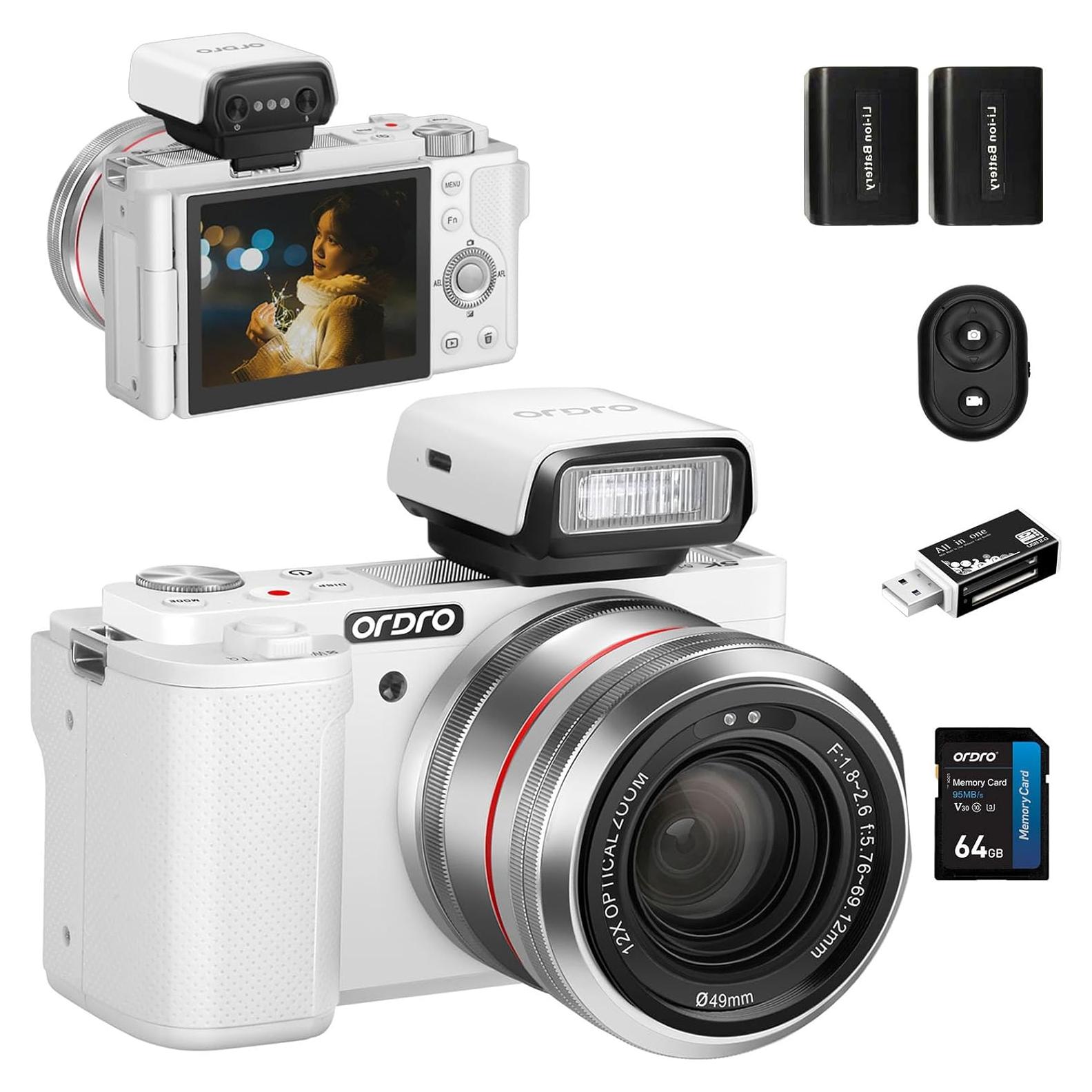 Cámara Digital ORDRO G730 64MP 5K con Zoom Óptico 12X