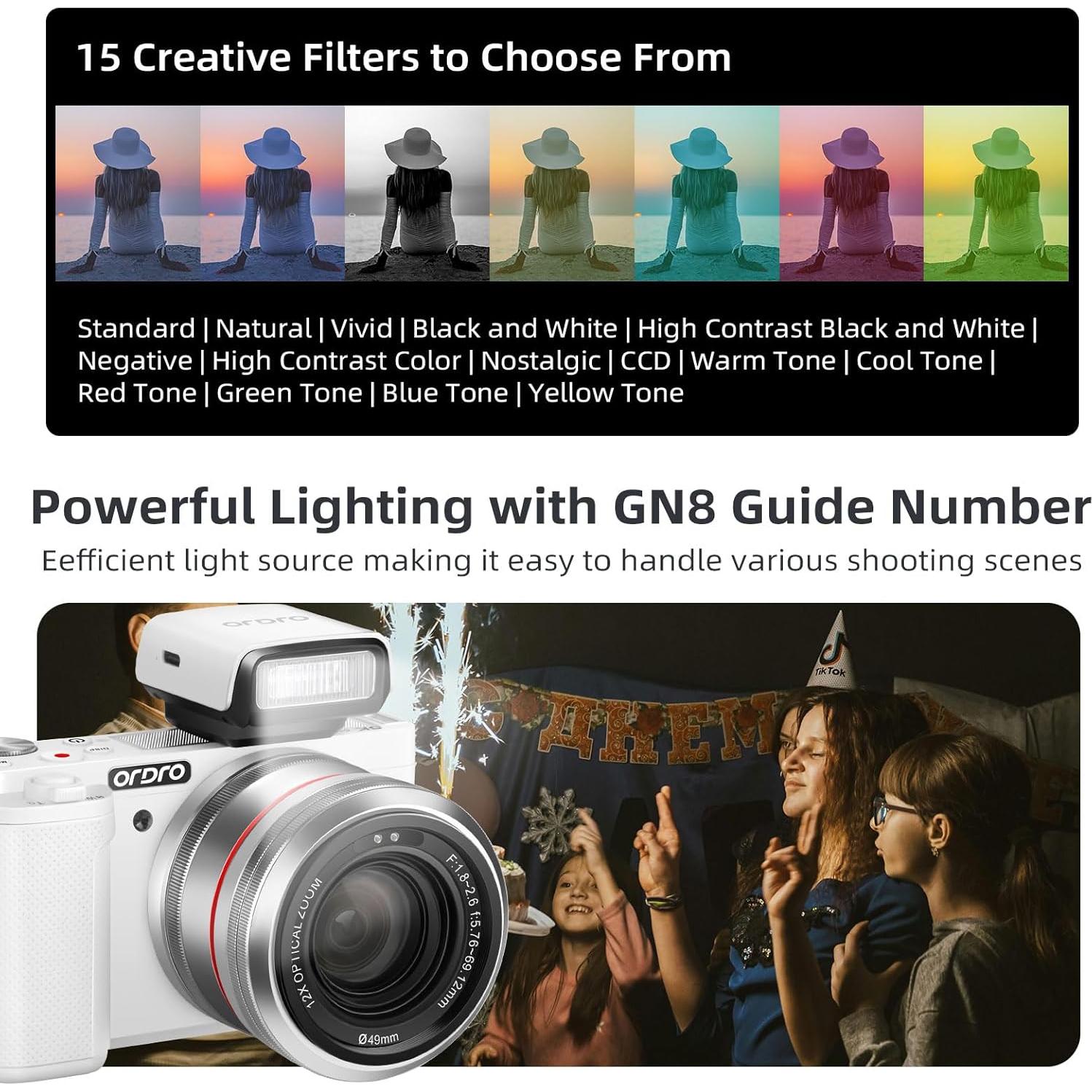 Cámara Digital ORDRO G730 64MP 5K con Zoom Óptico 12X