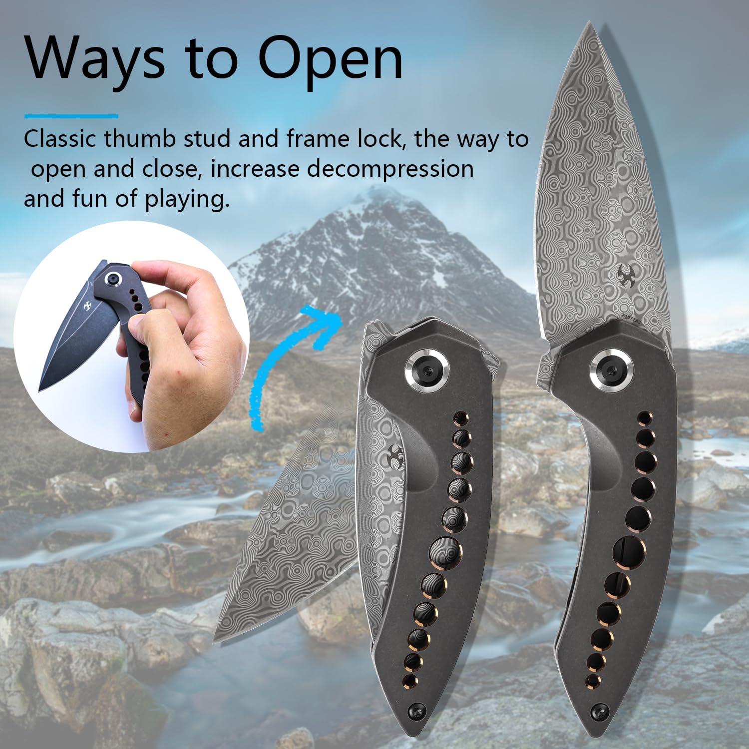 Cuchillo Plegable KANSEPT ODD 21 Damasco Titanio 7.8cm