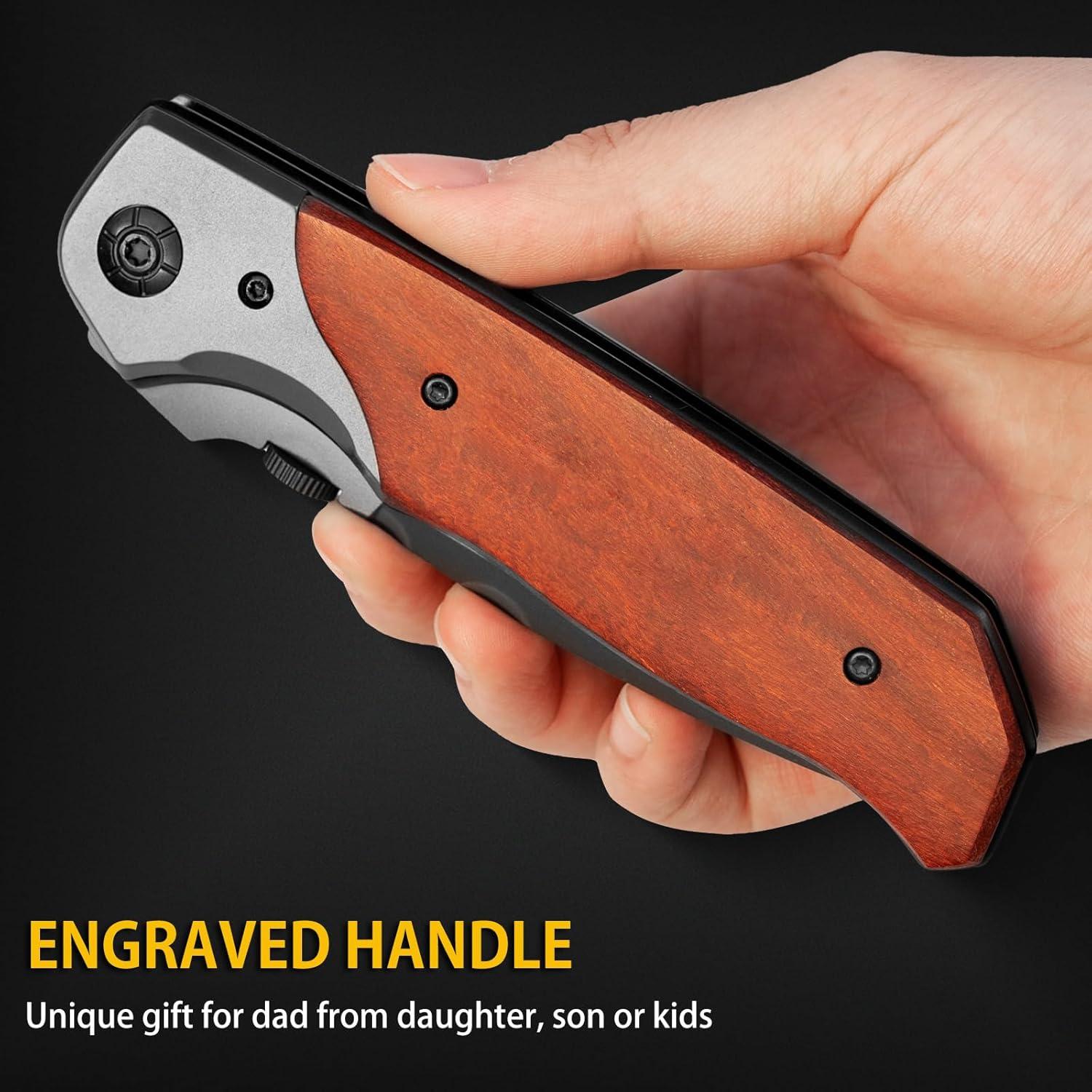 Navaja de bolsillo NedFoss DA30, cuchillo plegable 9.9 cm, mango de palo de rosa