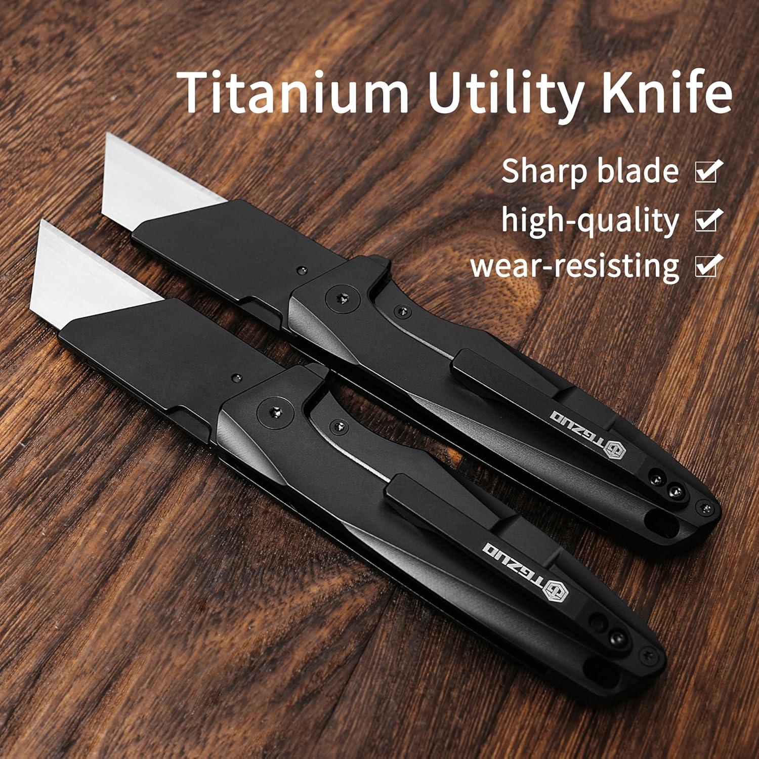 Cuchillo Utilitario TGZUO Q28-1 Titanio con 10 Hojas Reemplazables