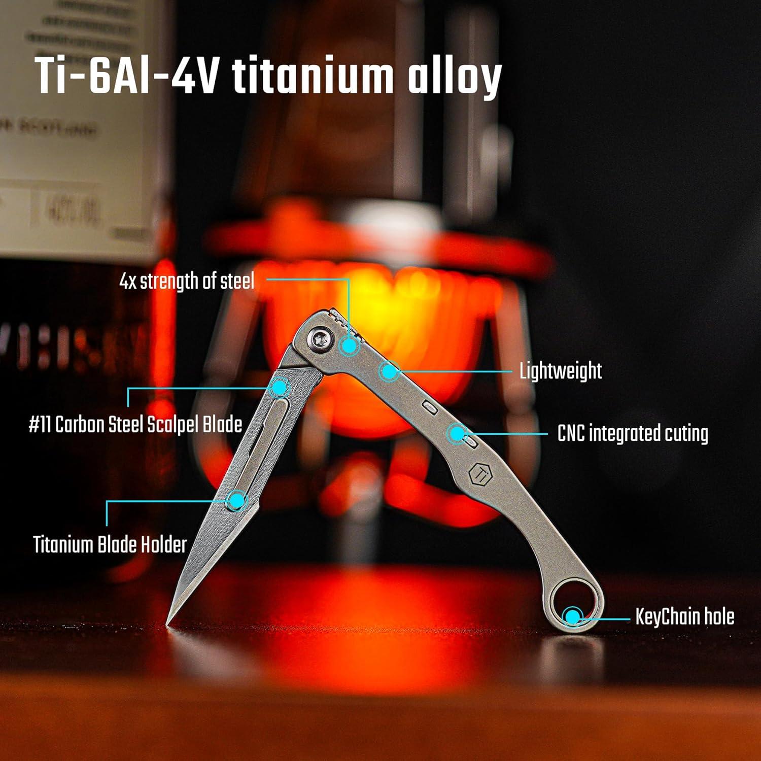 Cuchilla de Utilidad KeyUnity KK13 con Mango de Titanio 11.14 cm