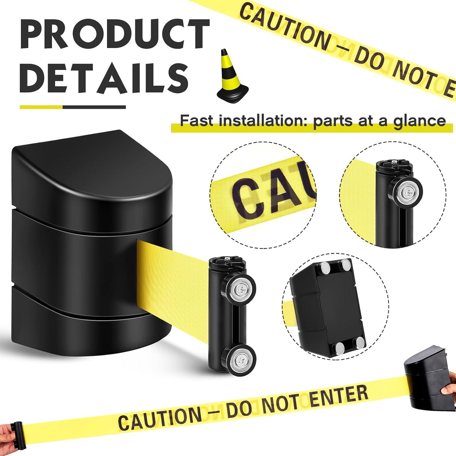 Barrera Retráctil Magnética Barydat 5.0 m Precaución No Entrar