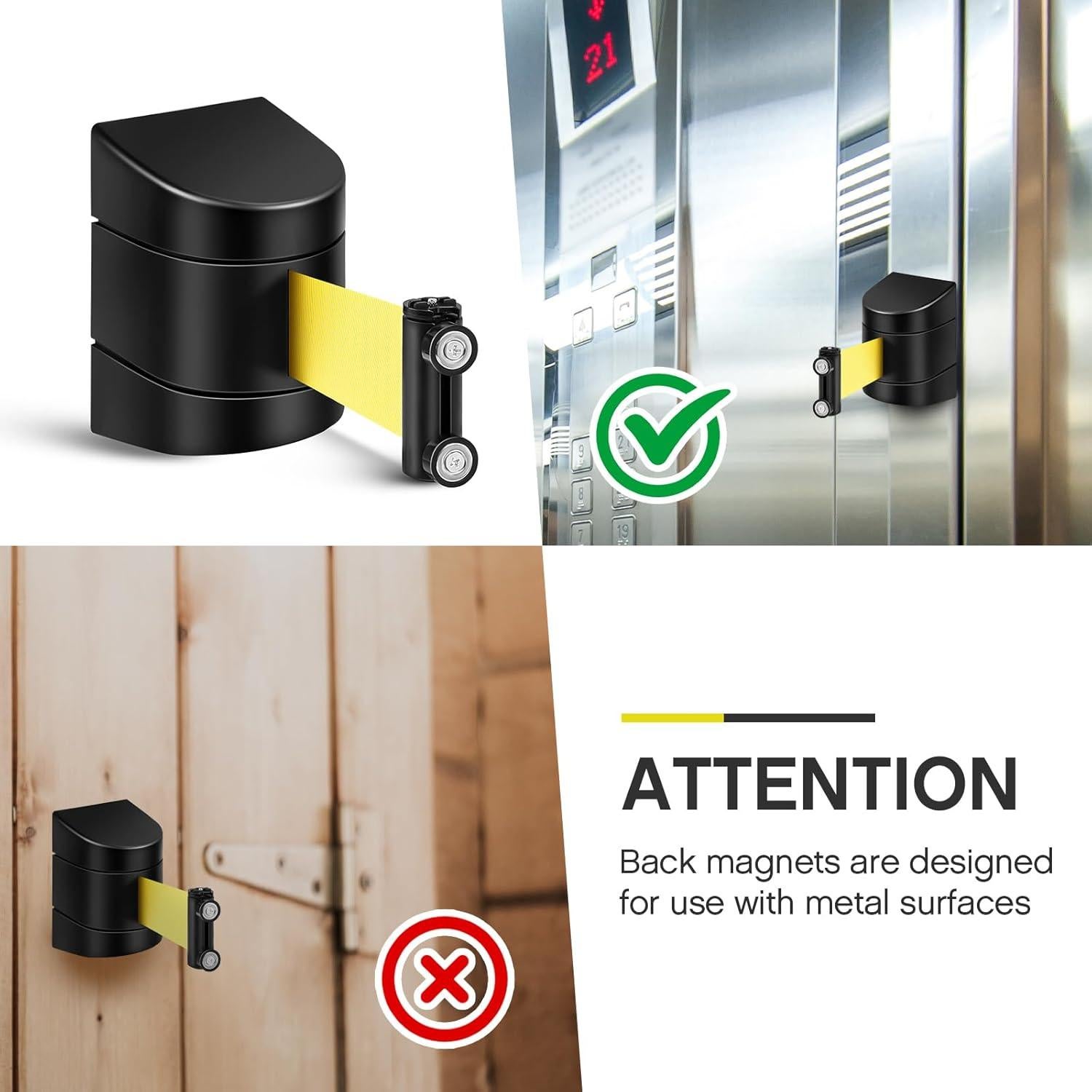 Barrera Retráctil Magnética Barydat 5.0 m Precaución No Entrar