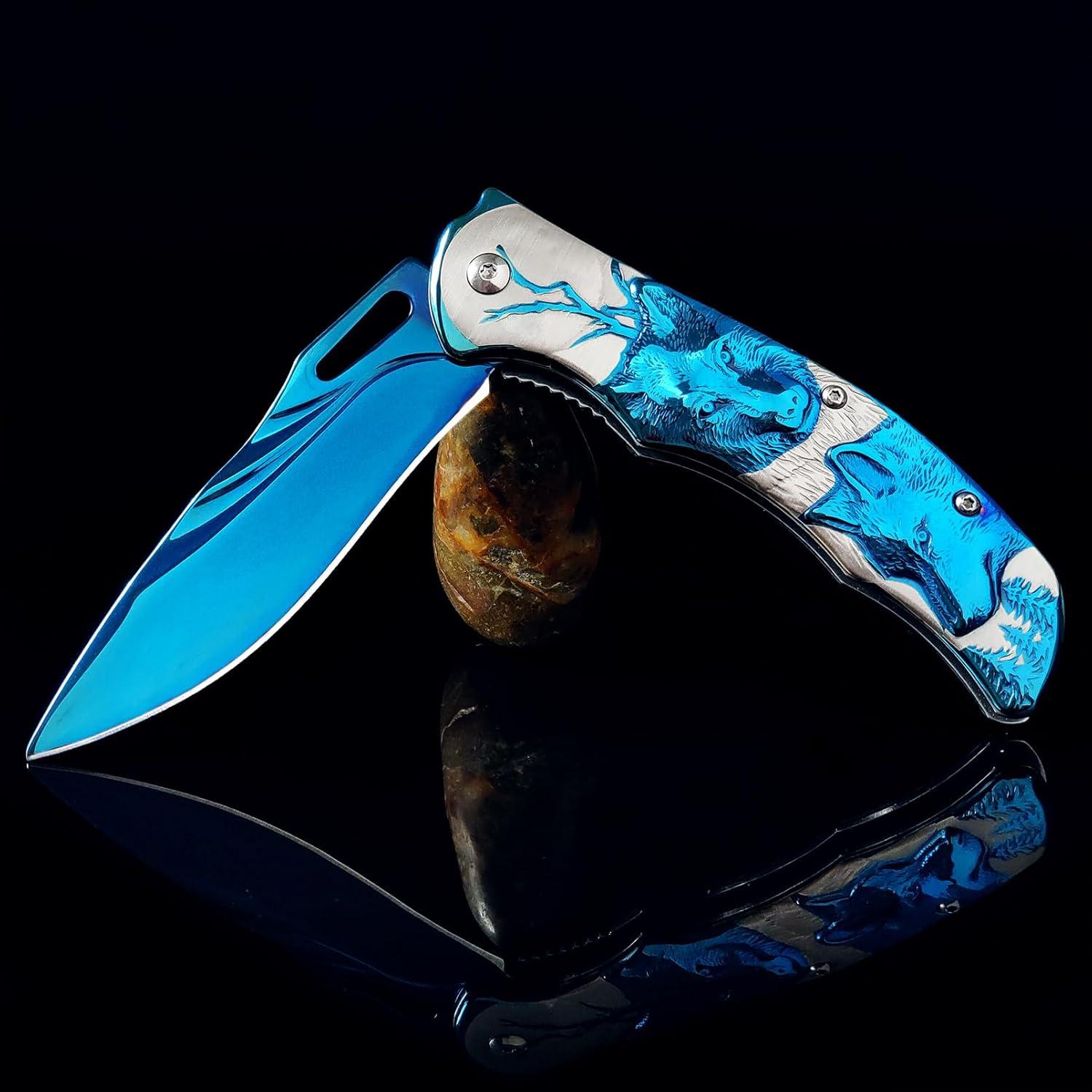 Cuchillo Plegable Vividstill Azul 20.8cm Titanio 3D EDC
