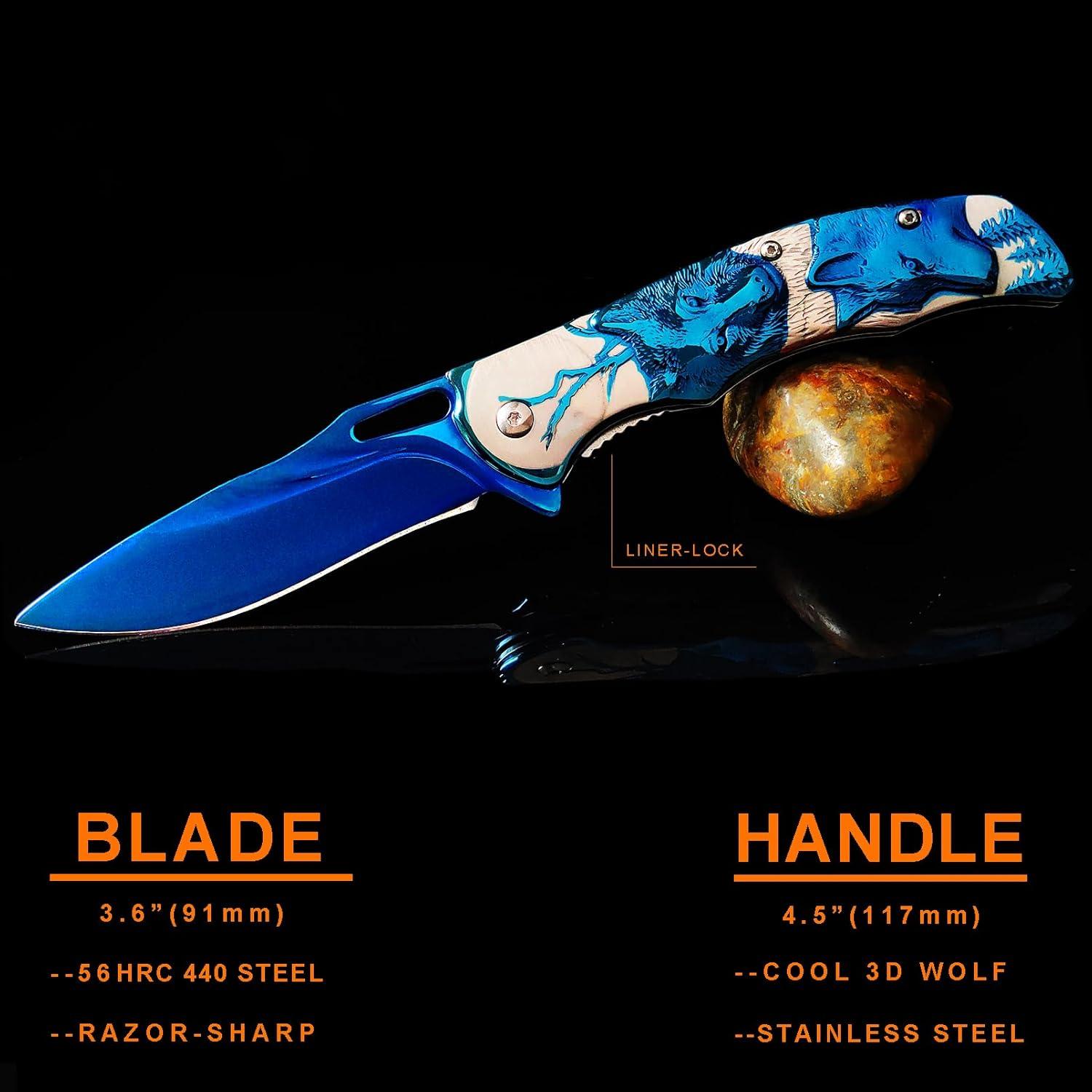 Cuchillo Plegable Vividstill Azul 20.8cm Titanio 3D EDC