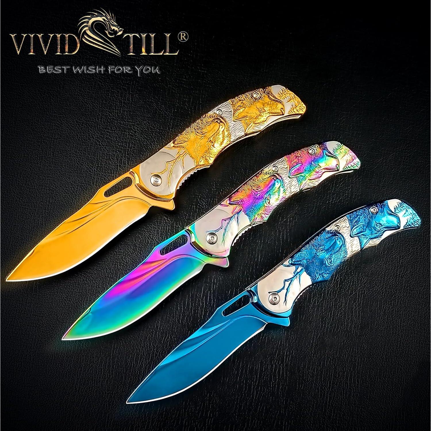 Cuchillo Plegable Vividstill Azul 20.8cm Titanio 3D EDC