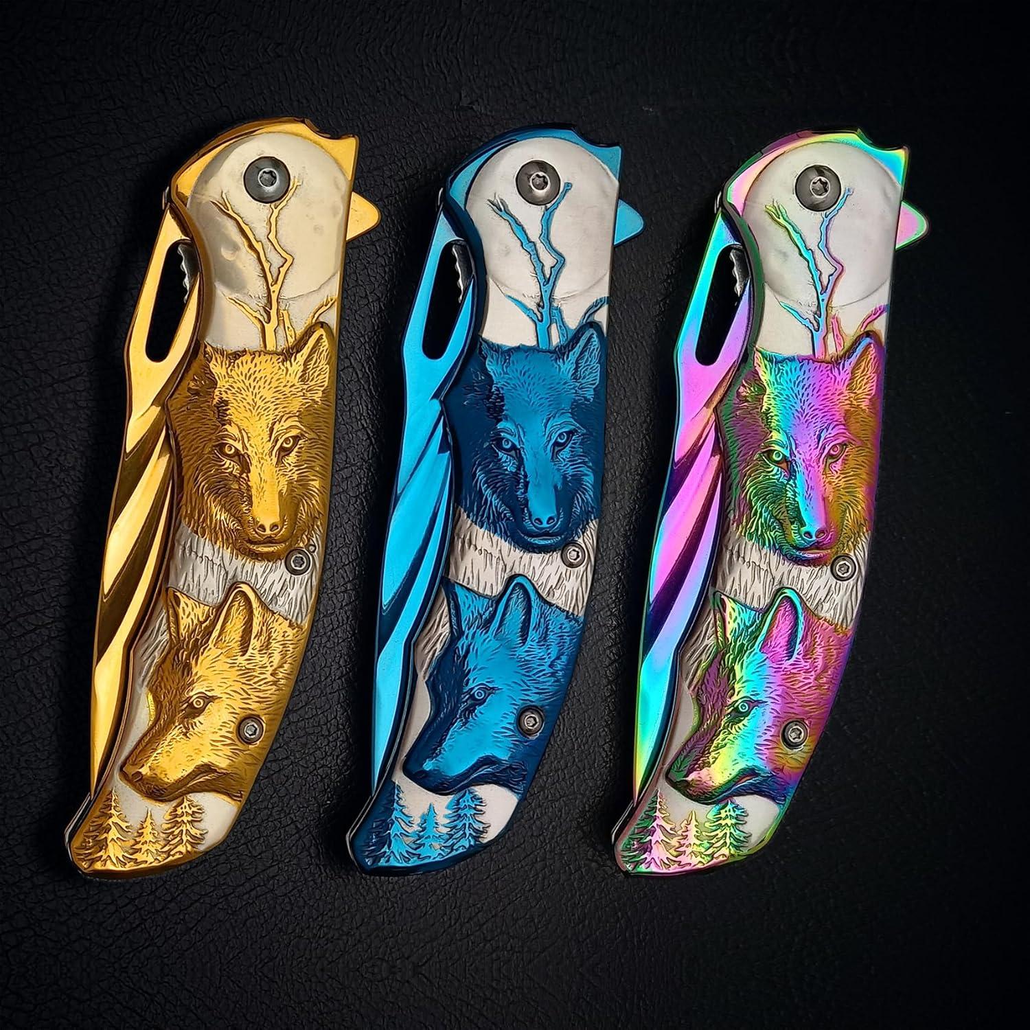 Cuchillo Plegable Vividstill Azul 20.8cm Titanio 3D EDC