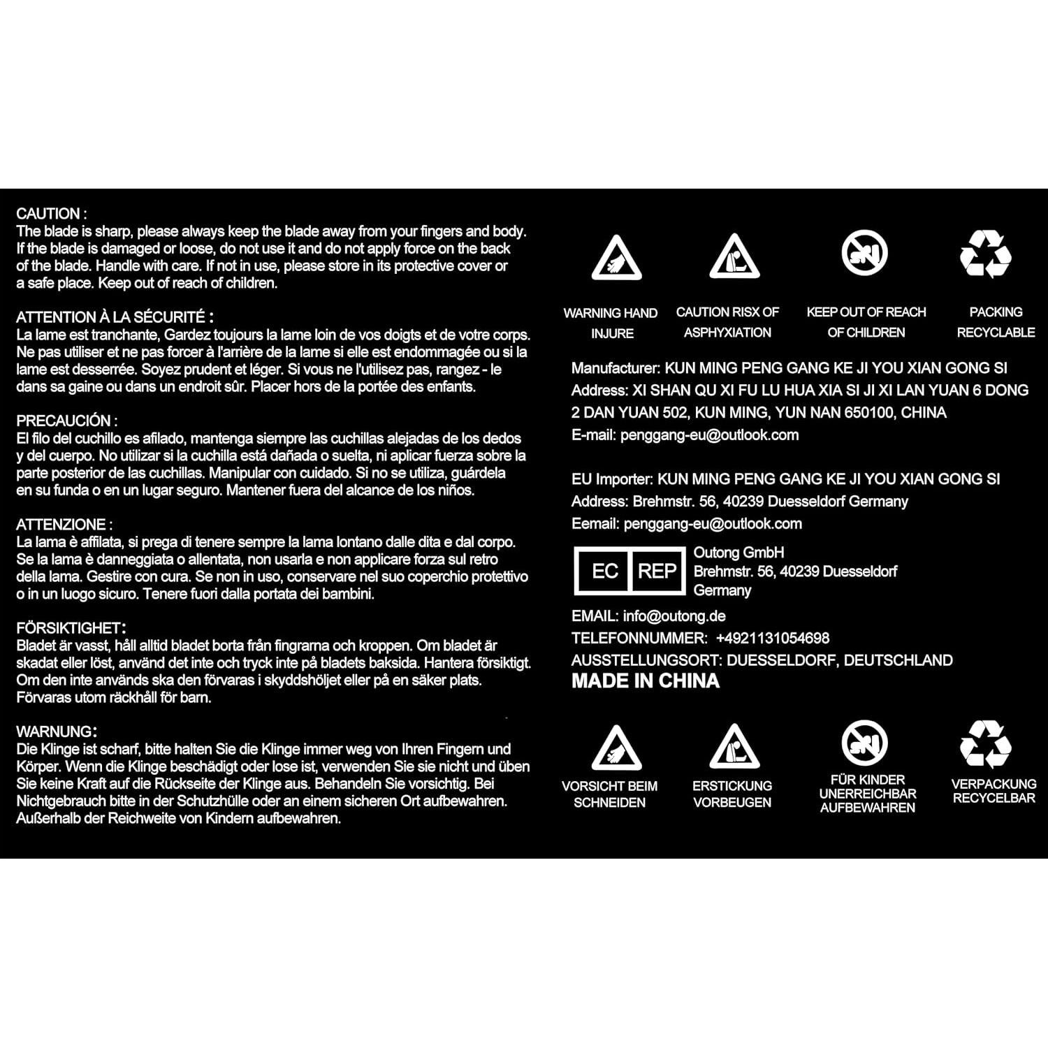 Cuchillo Plegable Vividstill Azul 20.8cm Titanio 3D EDC