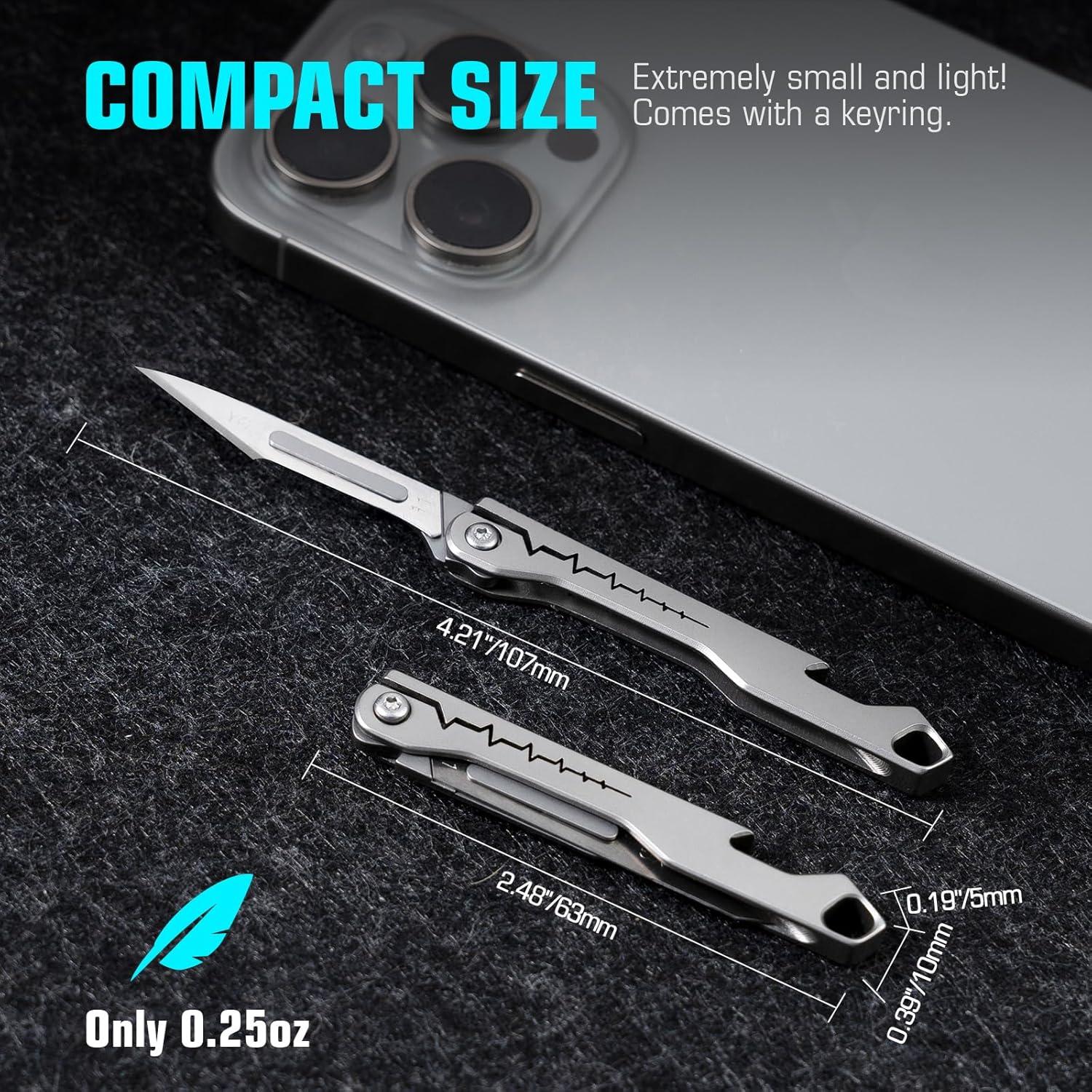 Cuchillo Utilitario Plegable XXV de Titanio con 20 Cuchillas