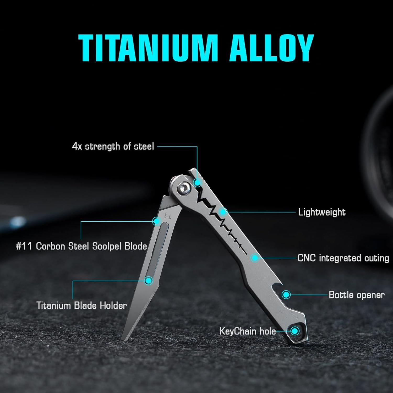 Cuchillo Utilitario Plegable XXV de Titanio con 20 Cuchillas