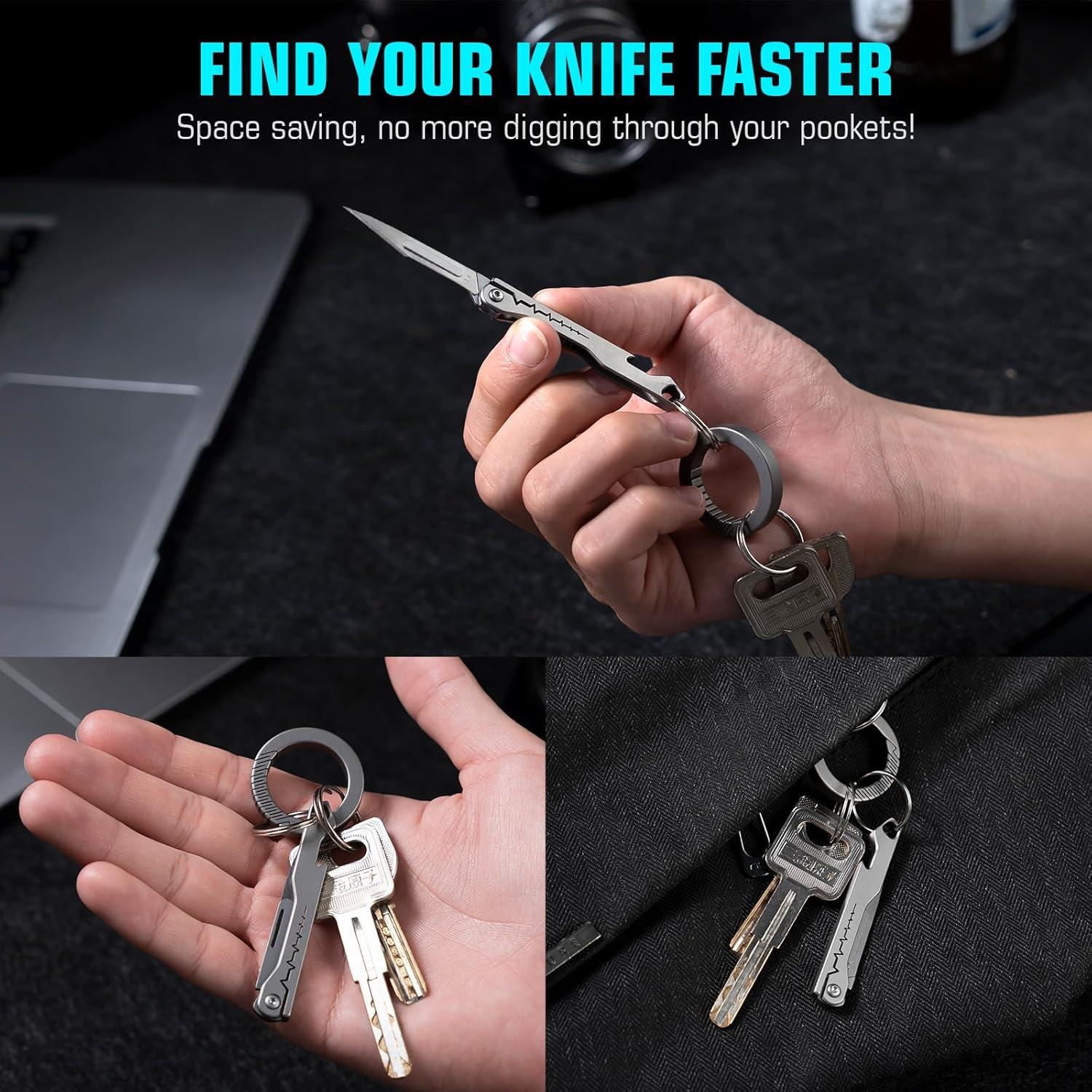 Cuchillo Utilitario Plegable XXV de Titanio con 20 Cuchillas