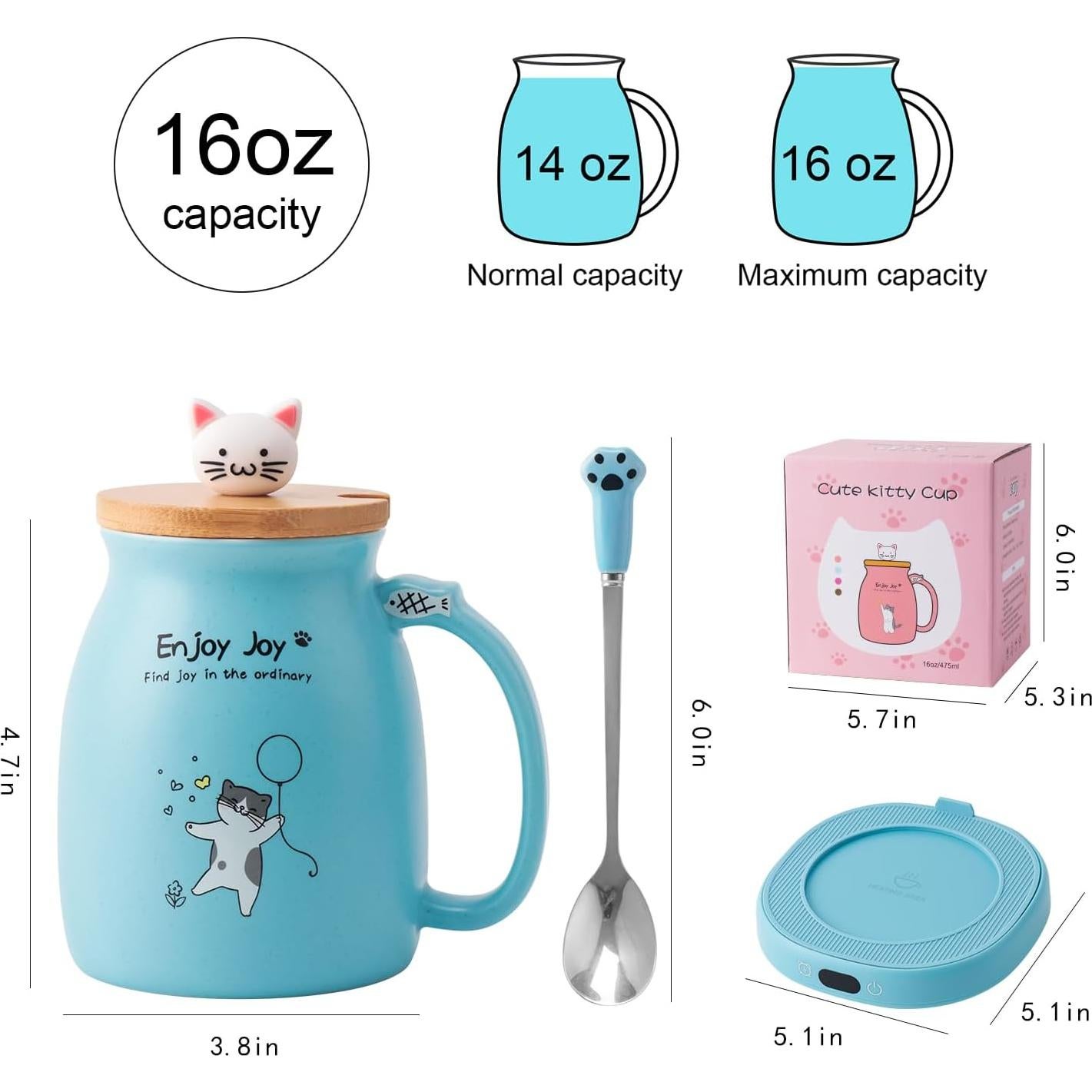 Calentador de Taza Eléctrico Bsigo con Taza de Gato 65 °C