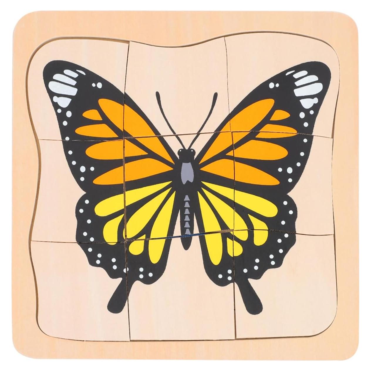 Rompecabezas de Madera Jojofuny Ciclo de Vida Mariposa 18 cm