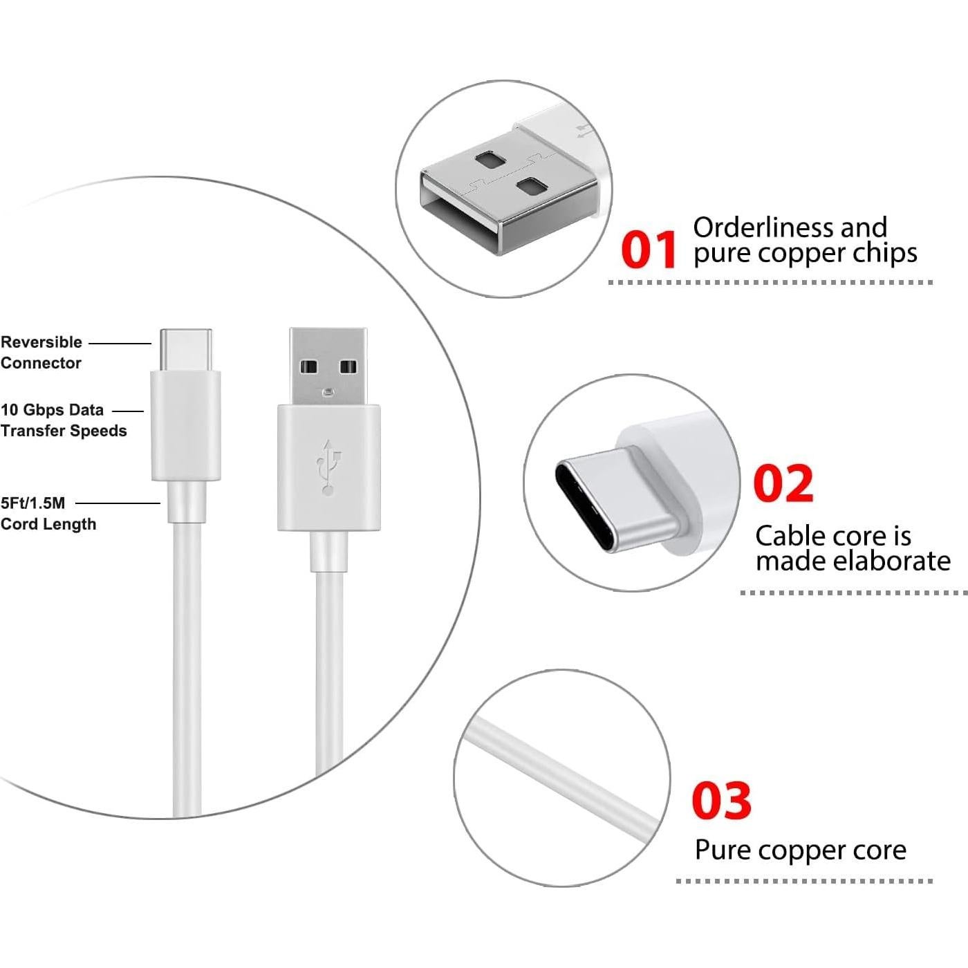 Cable de carga USB C 1.5m para cámara Arlo Essential 2K