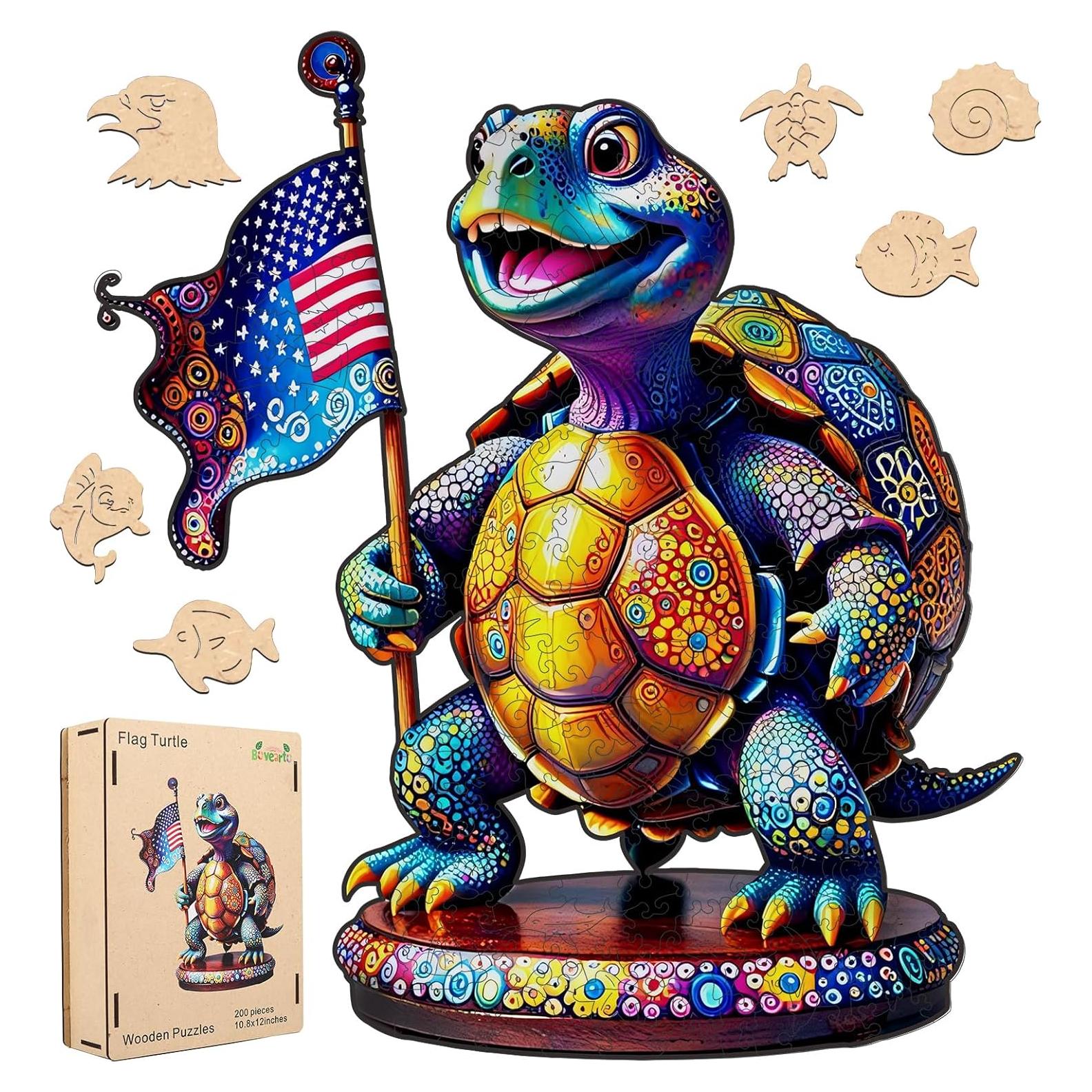 Rompecabezas de Madera Bovearto Tortuga Bandera 215 Piezas