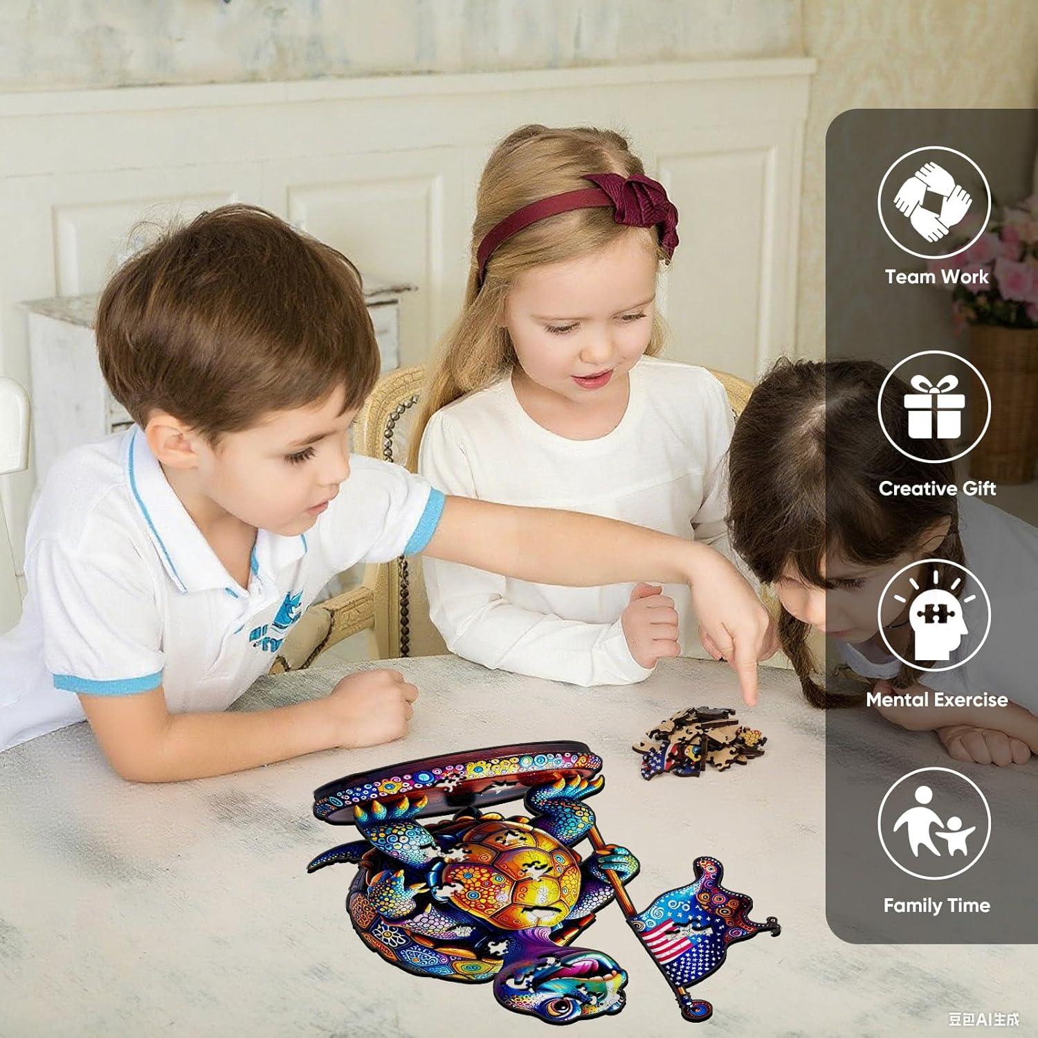 Rompecabezas de Madera Bovearto Tortuga Bandera 215 Piezas