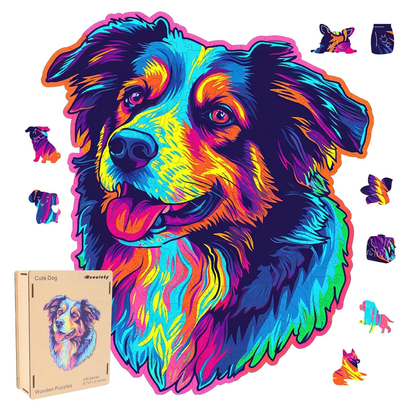 Rompecabezas de Madera Reouinty 200 Piezas Perros Pastor Australiano