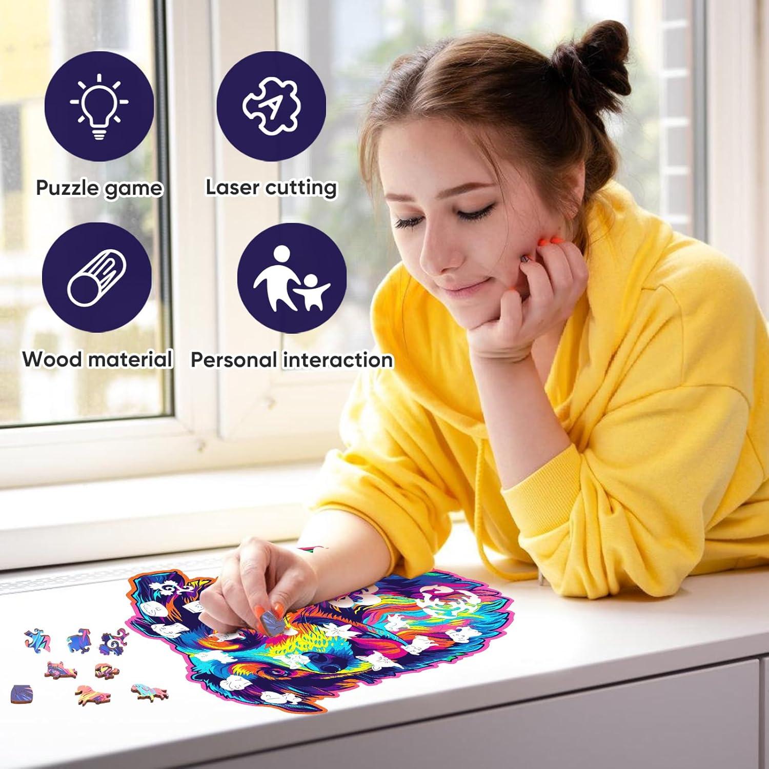 Rompecabezas de Madera Reouinty 200 Piezas Perros Pastor Australiano