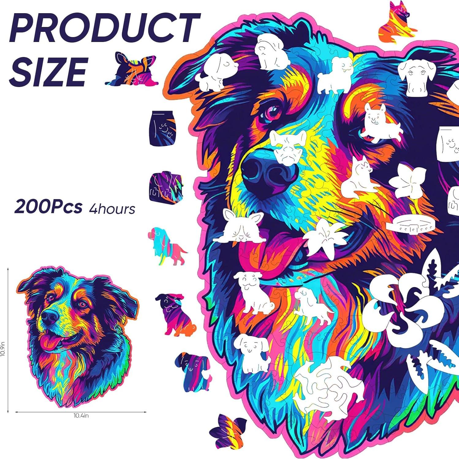 Rompecabezas de Madera Reouinty 200 Piezas Perros Pastor Australiano