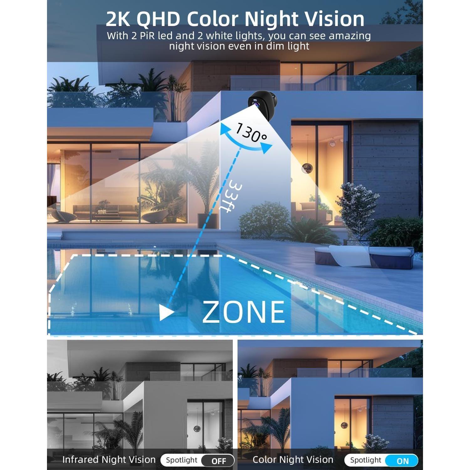 Cámara de Seguridad Inalámbrica ELECCTV 2K WiFi Exterior IP65