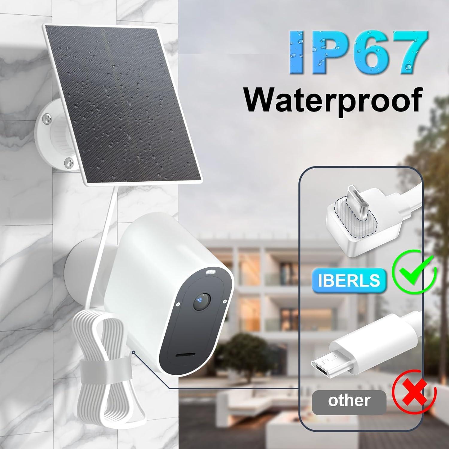 Panel Solar IBERLS para Cámaras Arlo Essential - Carga Continua IP67