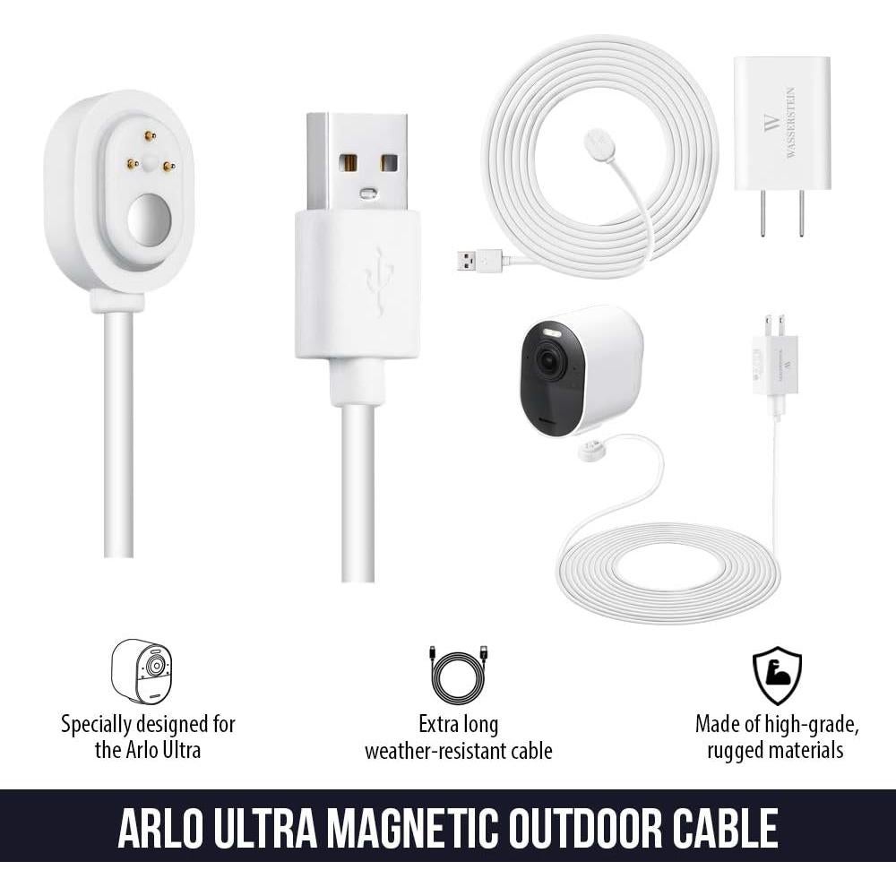 Cable de carga magnético Wasserstein 7.6m para Arlo Ultra/Pro