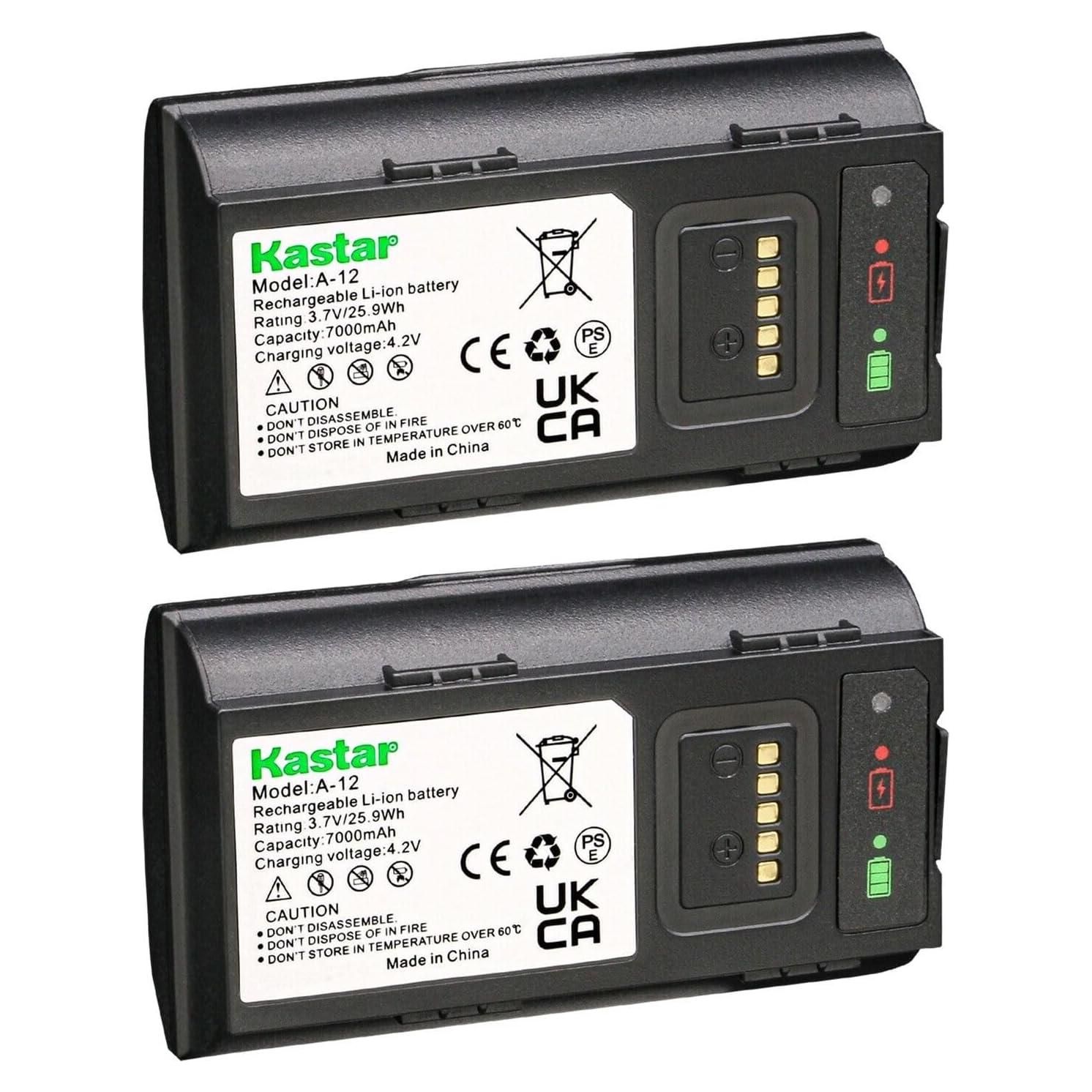 Batería Kastar A12 2-Pack 3.7V 7000mAh para Timbre Arlo