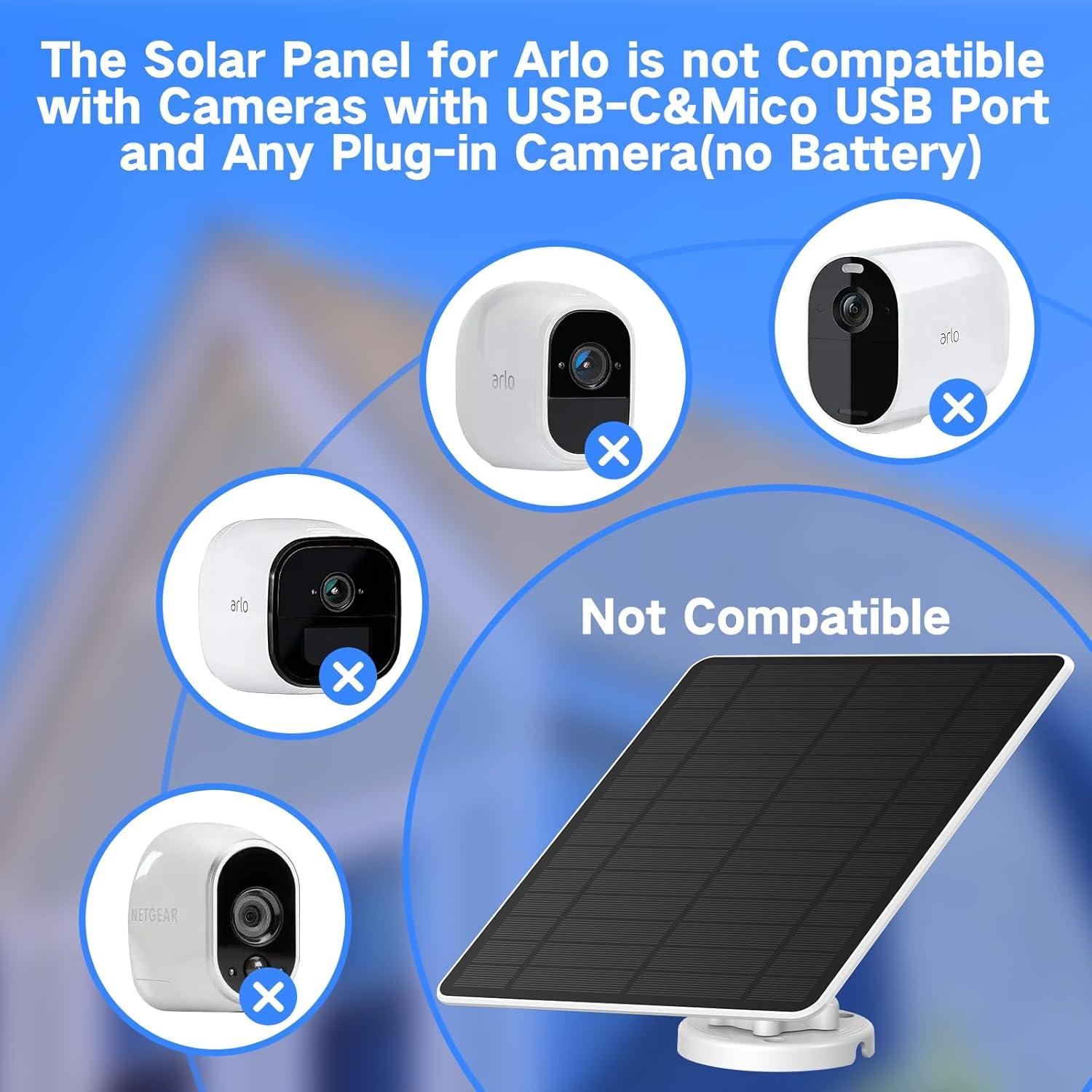 Panel Solar GYKZ 5W para Cámara Arlo, Resistente al Agua IP65