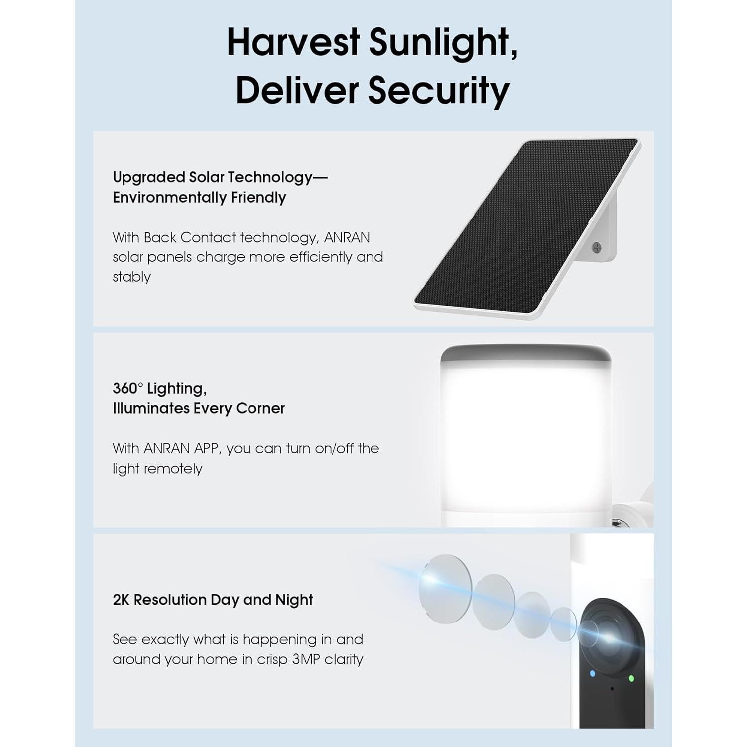 Cámaras de Seguridad Solar ANRAN 2K Inalámbricas para Exterior
