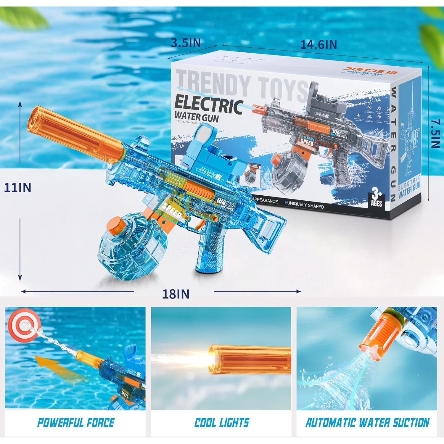 Pistola de Agua Eléctrica Britik 9.75m para Niños y Adultos