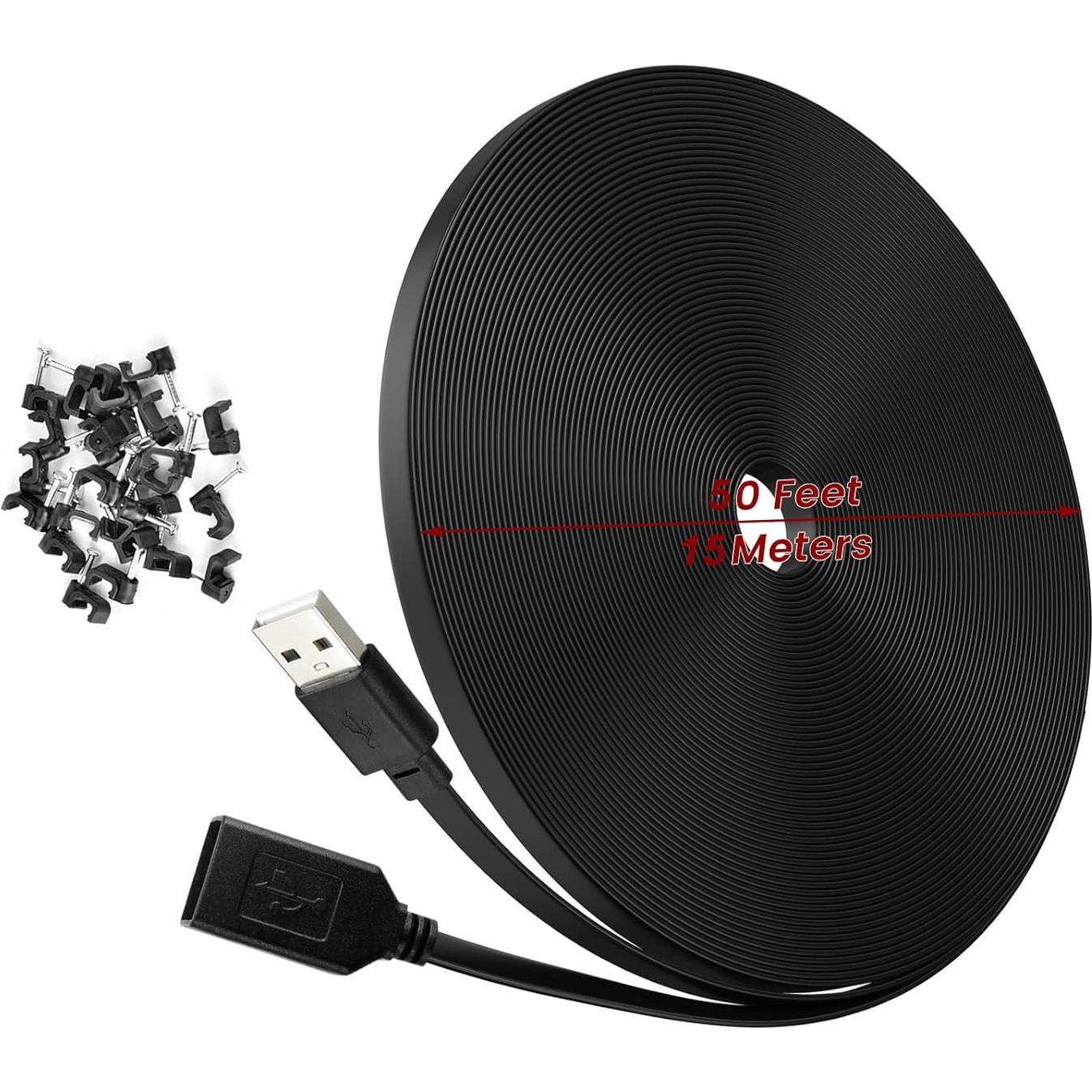 Cable de Extensión de Poder 15m Weishan USB Negro