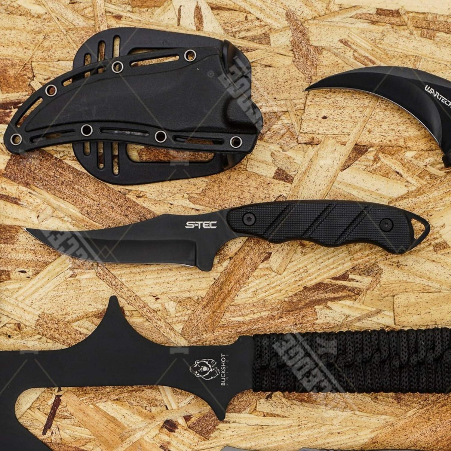 Cuchillo de Caza KCCEDGE 5PC Combo Hacha y Karambit Camping