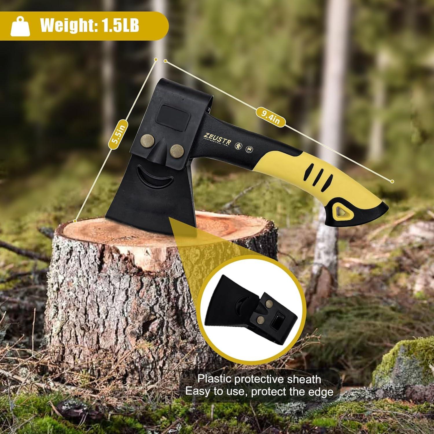 Hacha de Camping ZEUSTR 25.4 cm con Mango de Nylon Absorbente