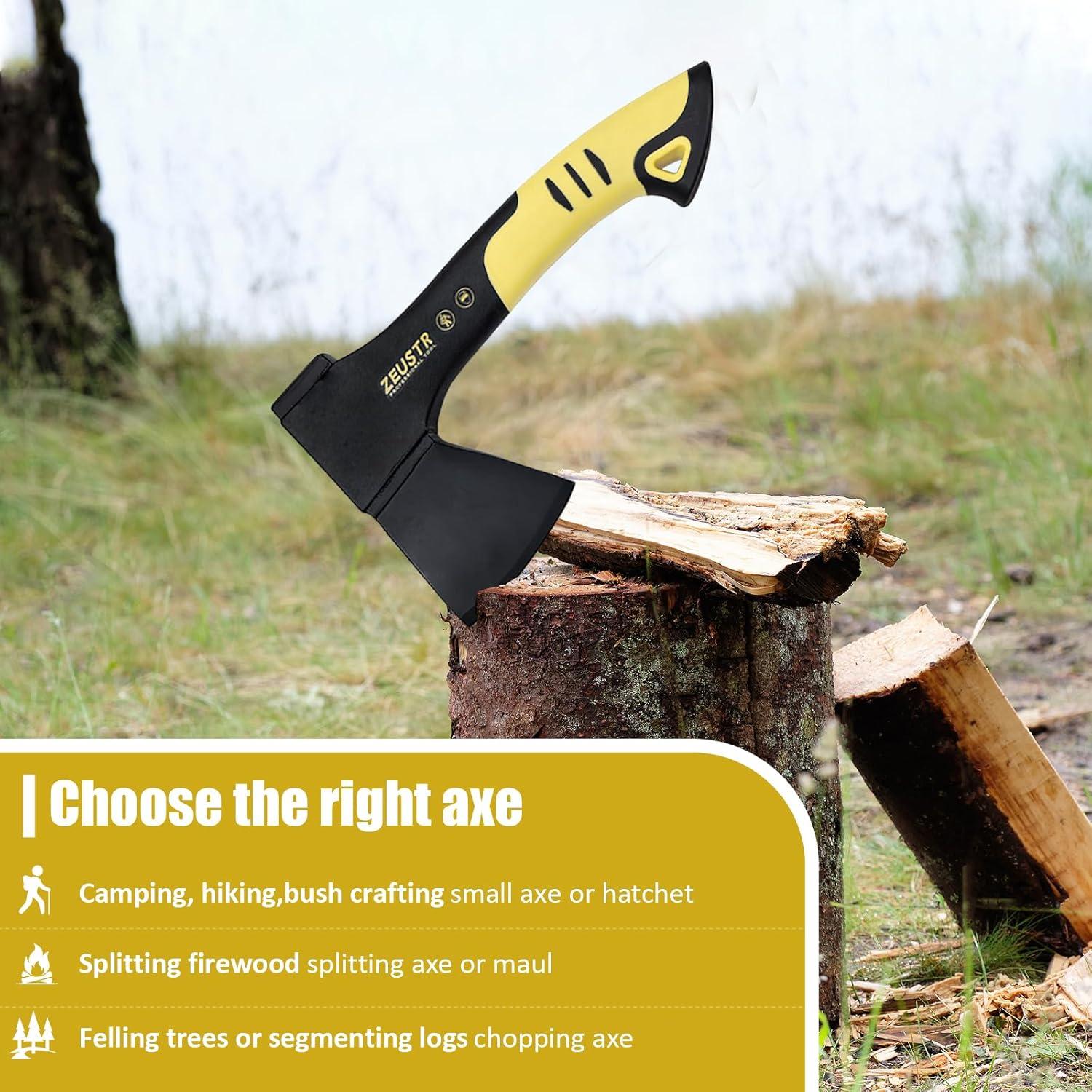 Hacha de Camping ZEUSTR 25.4 cm con Mango de Nylon Absorbente