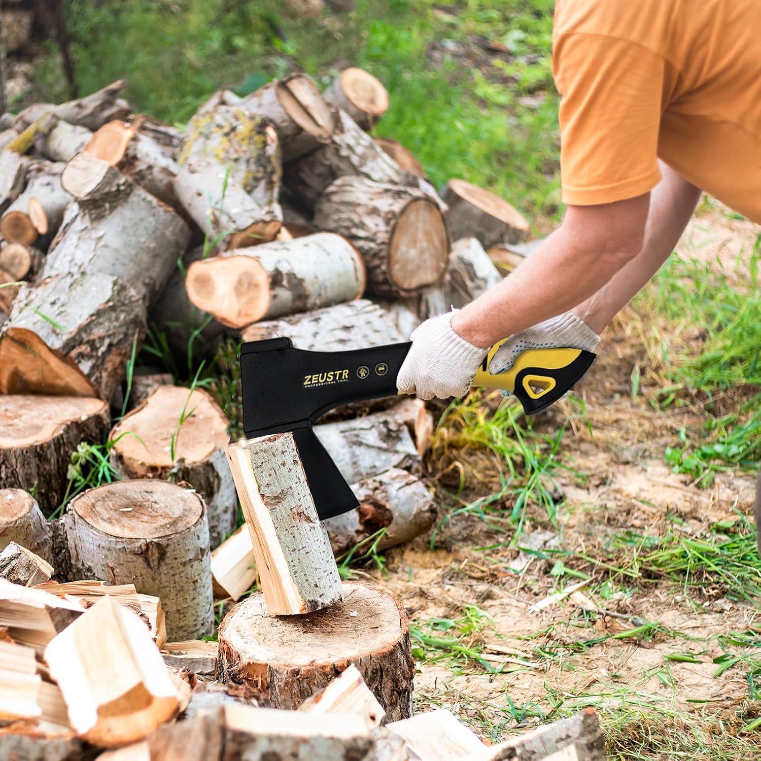 Hacha de Camping ZEUSTR 25.4 cm con Mango de Nylon Absorbente