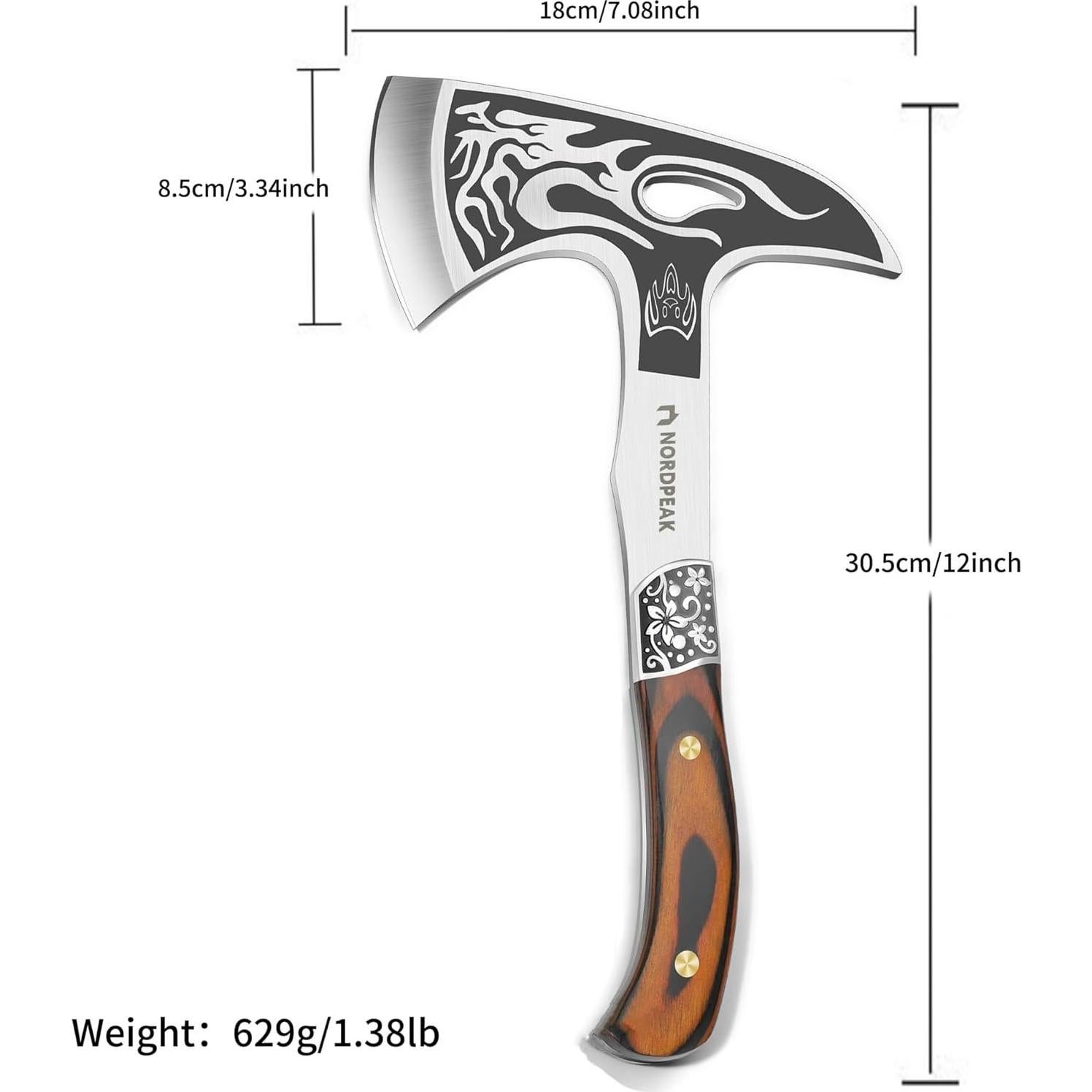 Hacha de Camping NORDPEAK con Funda - Hoja de Acero 8.49 cm
