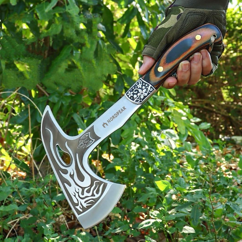 Hacha de Camping NORDPEAK con Funda - Hoja de Acero 8.49 cm