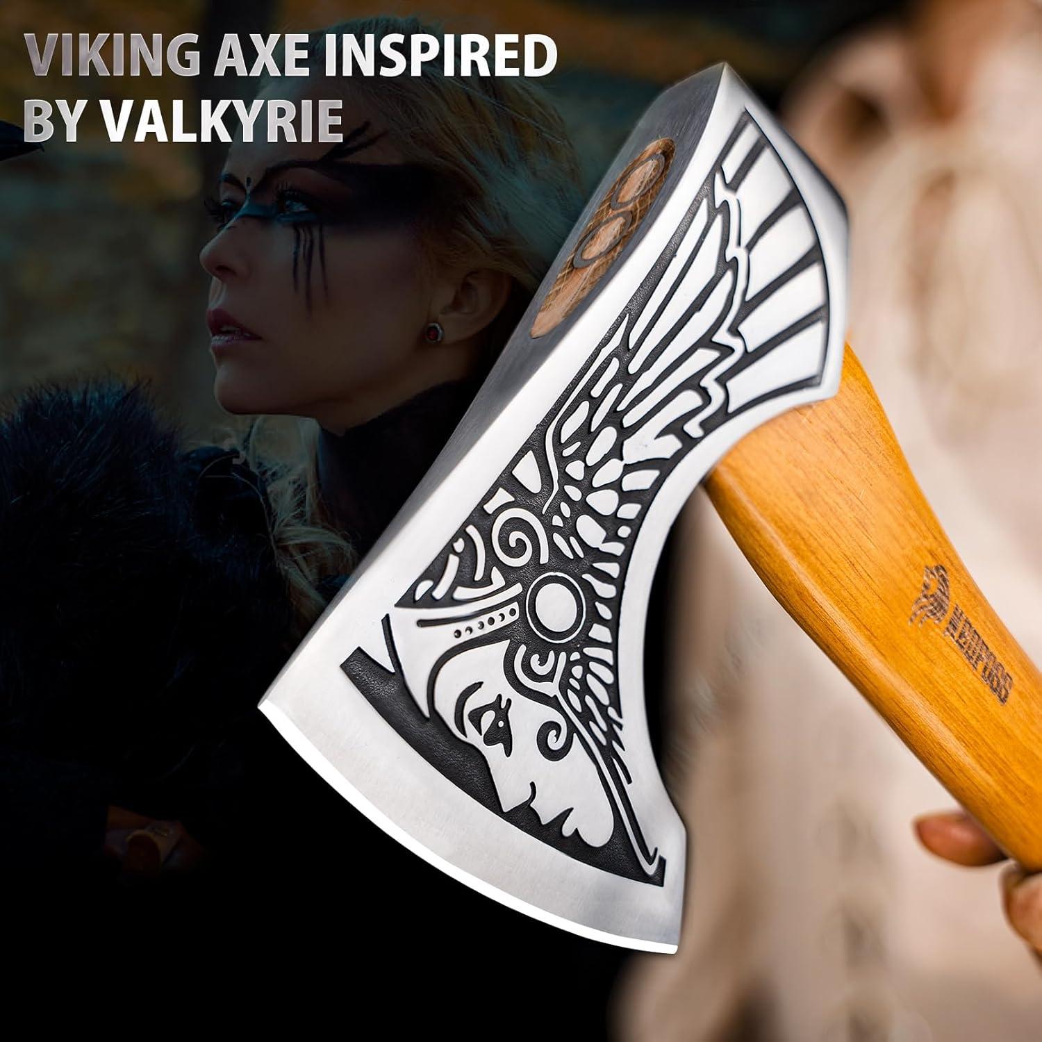 Hacha Vikinga NedFoss 33 cm Acero Carbono 1055 con Funda