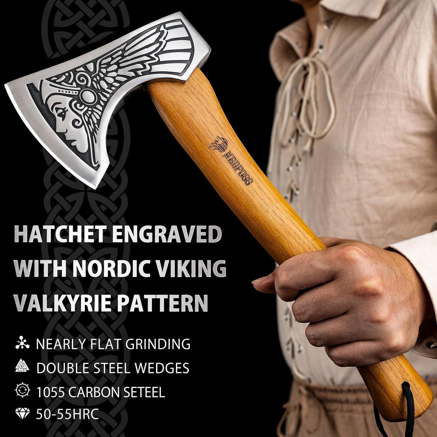 Hacha Vikinga NedFoss 33 cm Acero Carbono 1055 con Funda