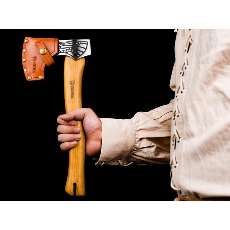 Hacha Vikinga NedFoss 33 cm Acero Carbono 1055 con Funda