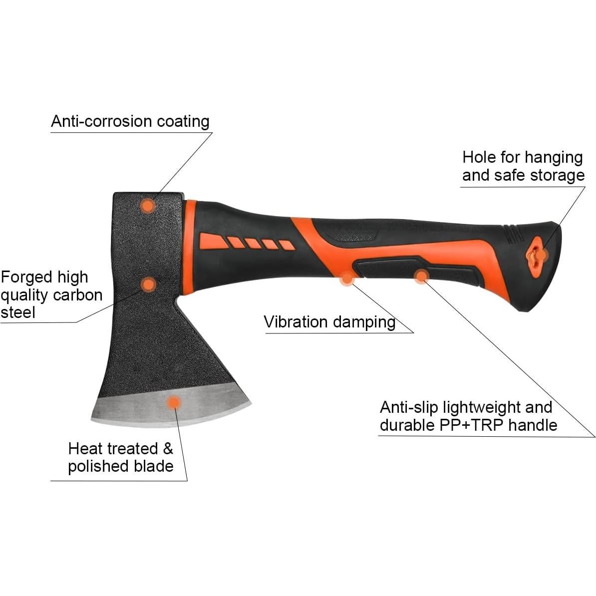 Hacha de Camping ZUZUAN 26 cm Acero Carbono Mango Antideslizante