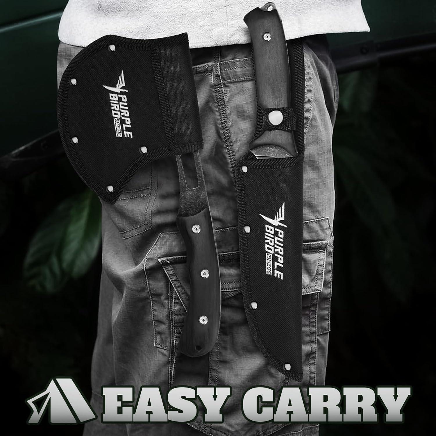 Set de Hachas y Cuchillos de Supervivencia PURPLEBIRD - Camping