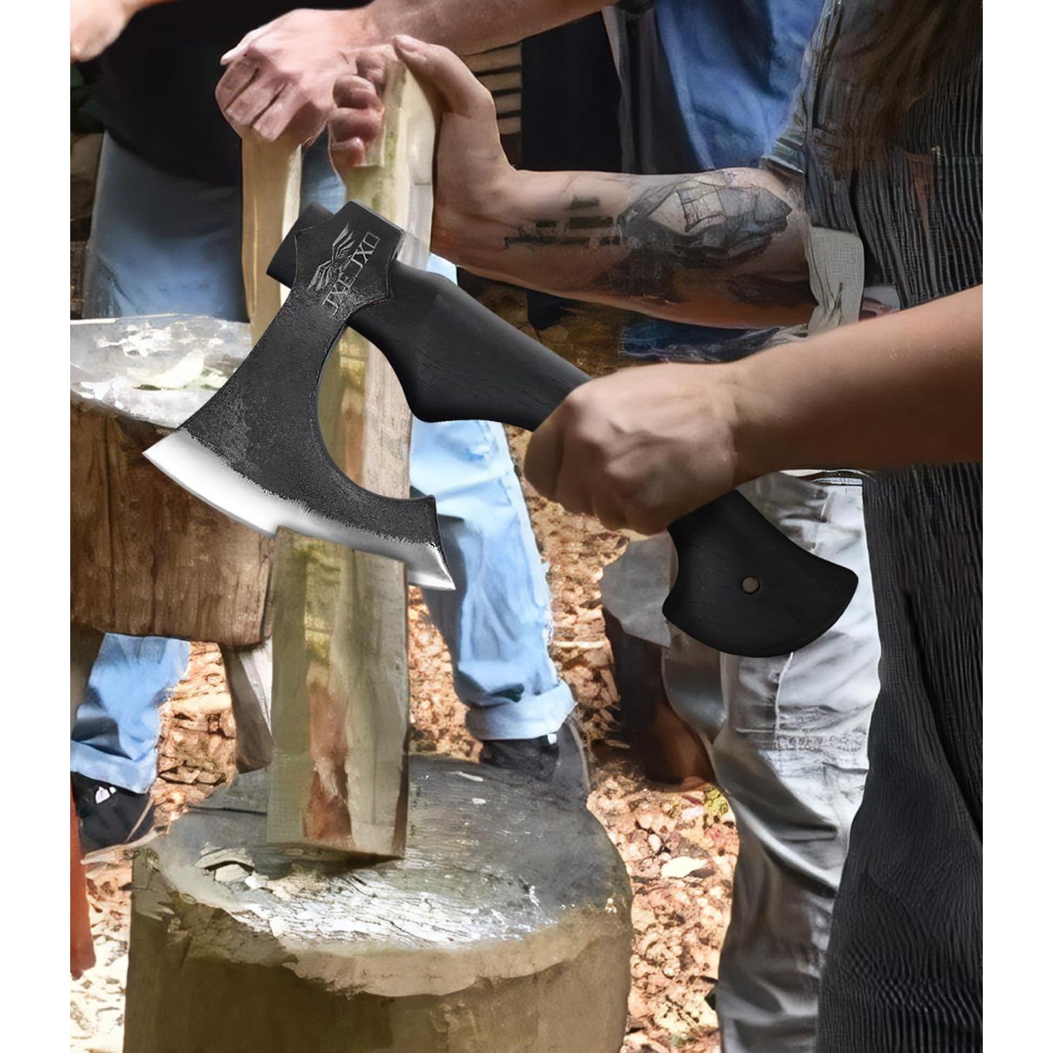 Hacha de Camping JXE JXO 33 cm Acero Manganeso con Funda