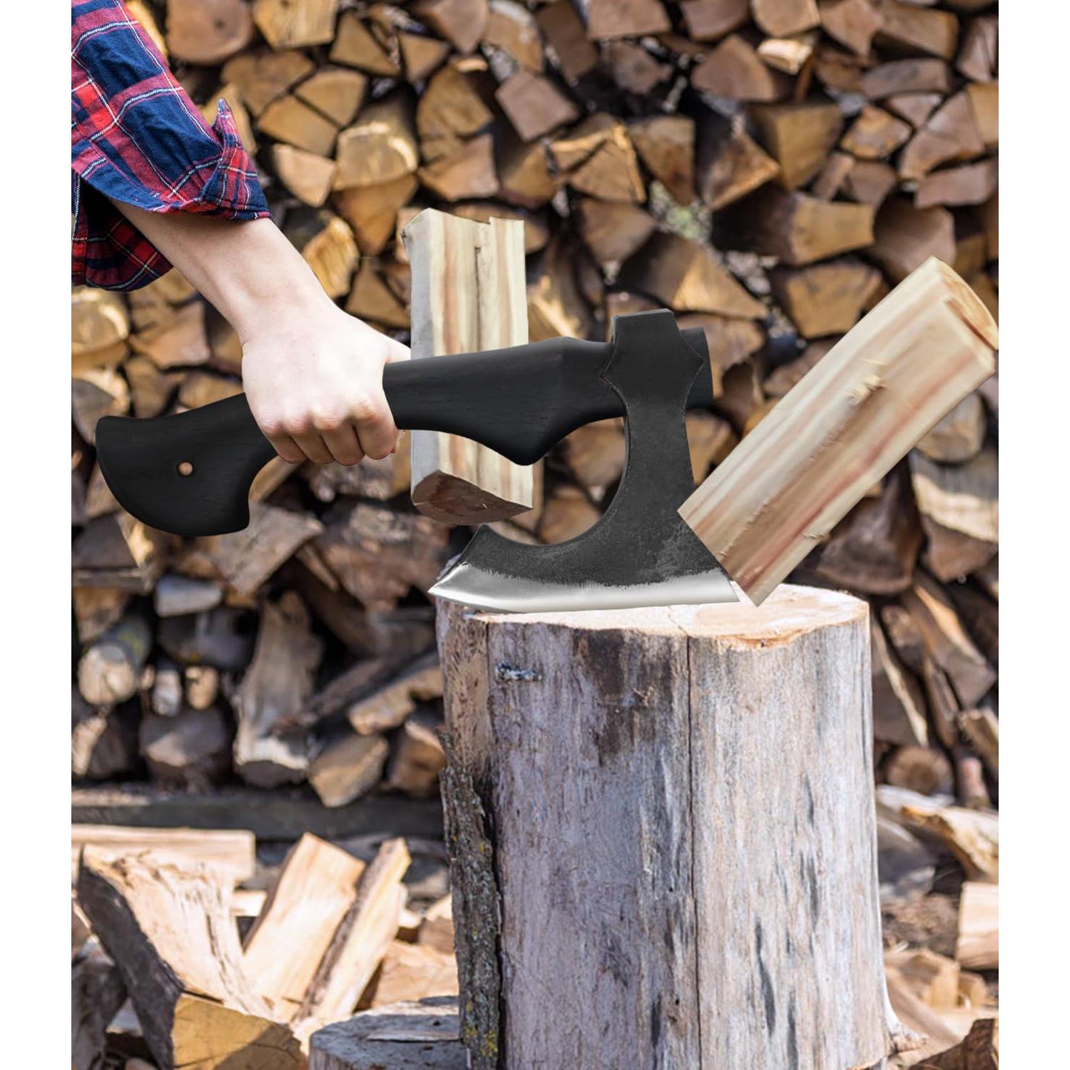 Hacha de Camping JXE JXO 33 cm Acero Manganeso con Funda