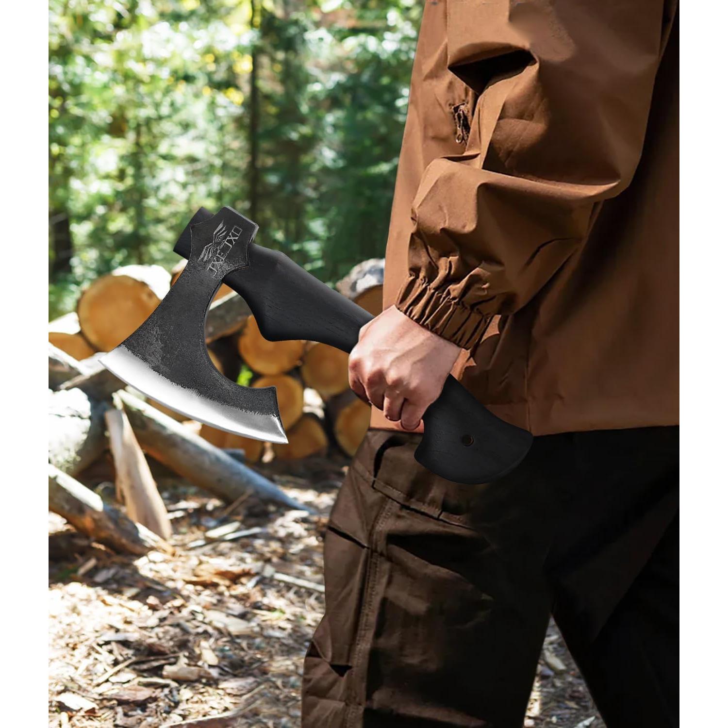 Hacha de Camping JXE JXO 33 cm Acero Manganeso con Funda