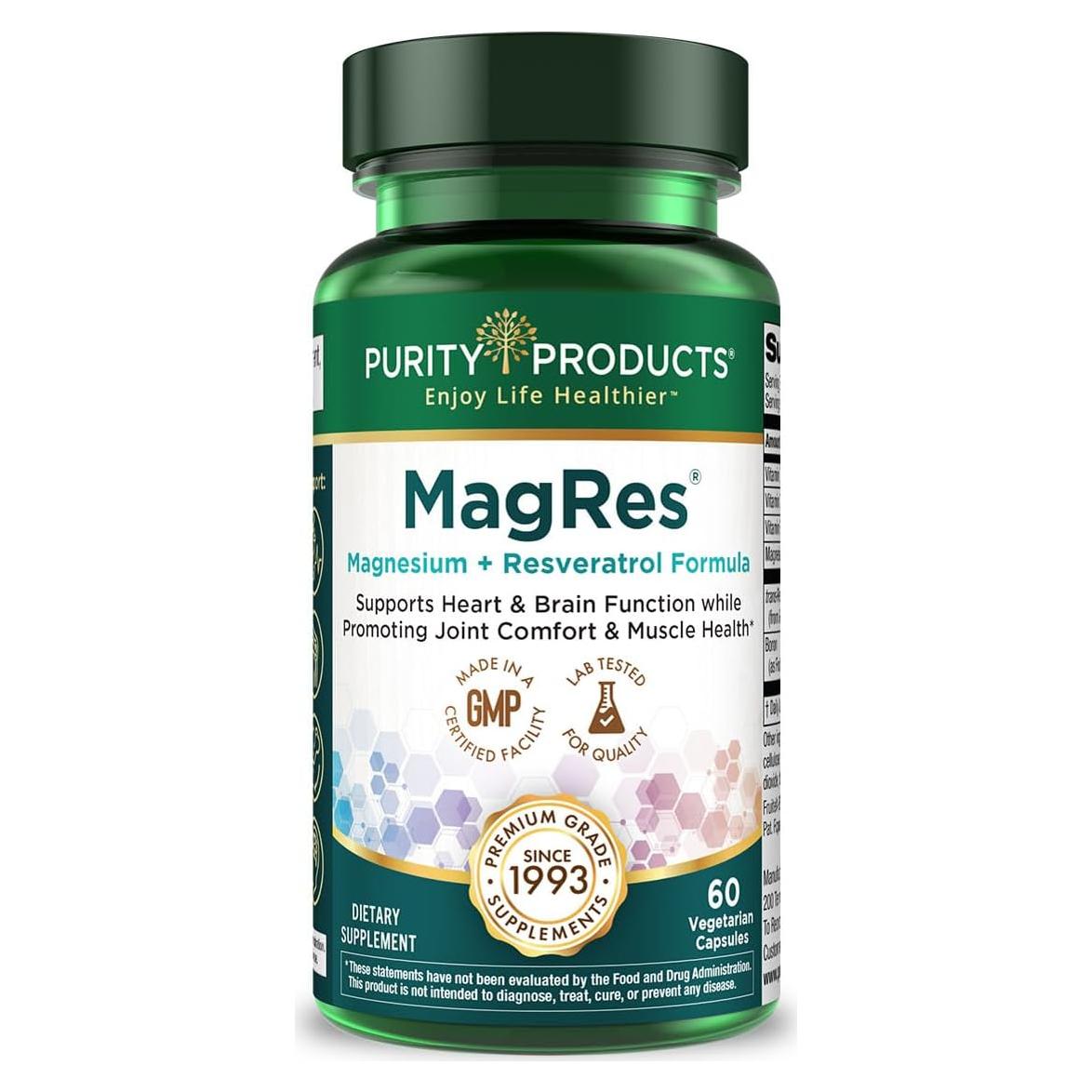 Suplemento de Magnesio y Resveratrol Pureza 60 cápsulas