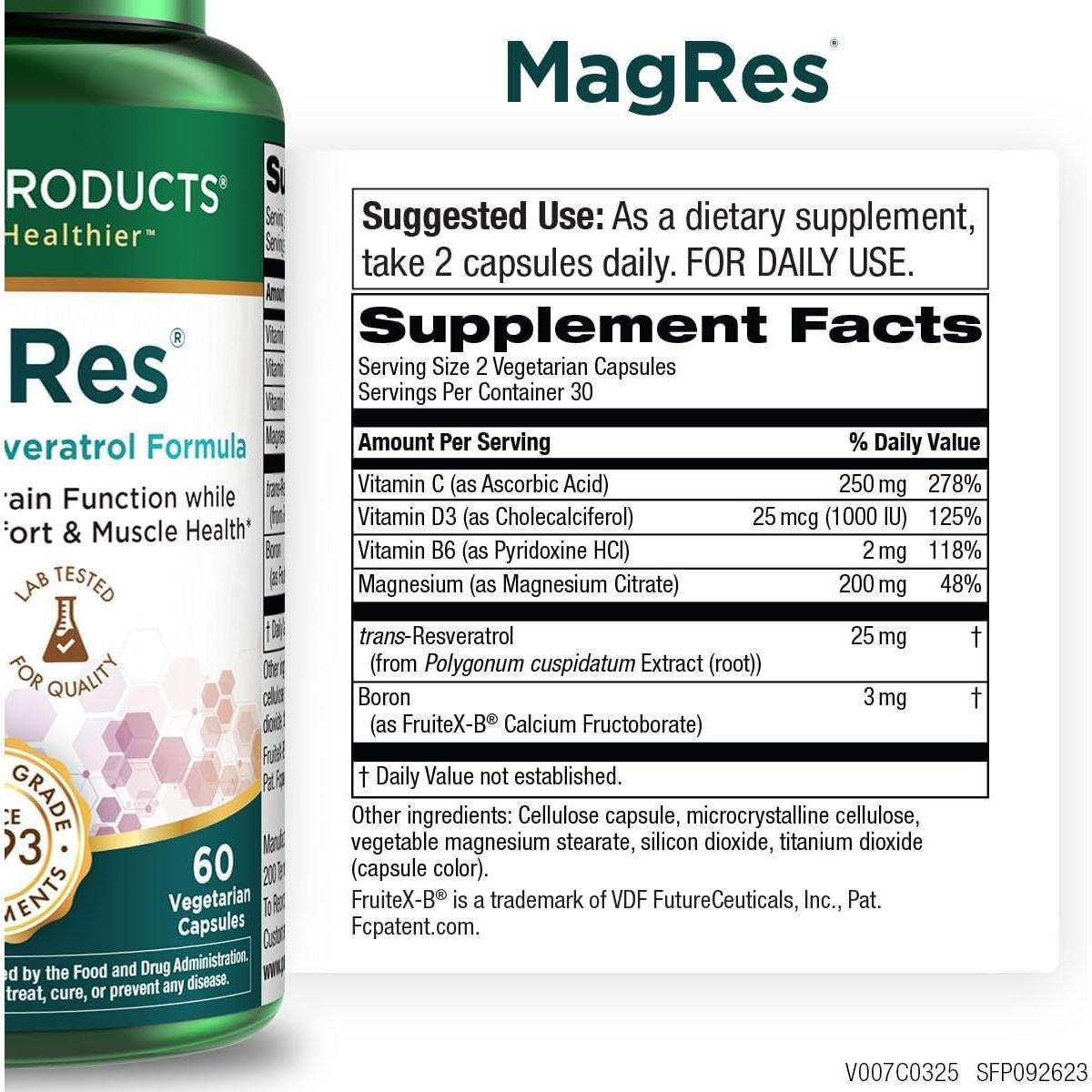 Suplemento de Magnesio y Resveratrol Pureza 60 cápsulas