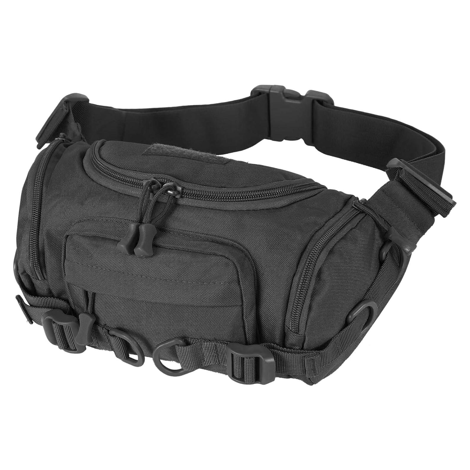 Mochila Táctica de Cintura CamGo Negra 24x12x18cm Resistente al Agua