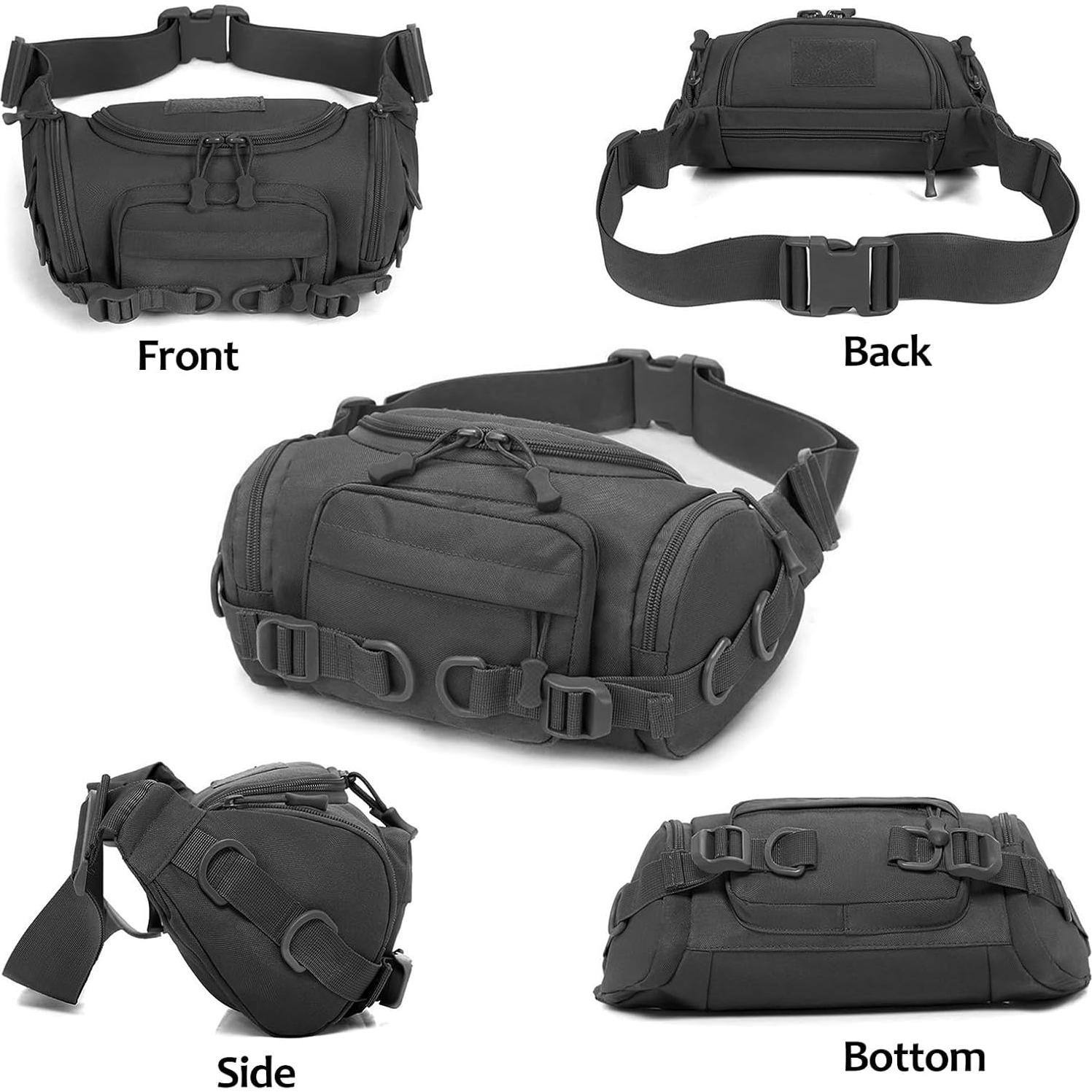 Mochila Táctica de Cintura CamGo Negra 24x12x18cm Resistente al Agua